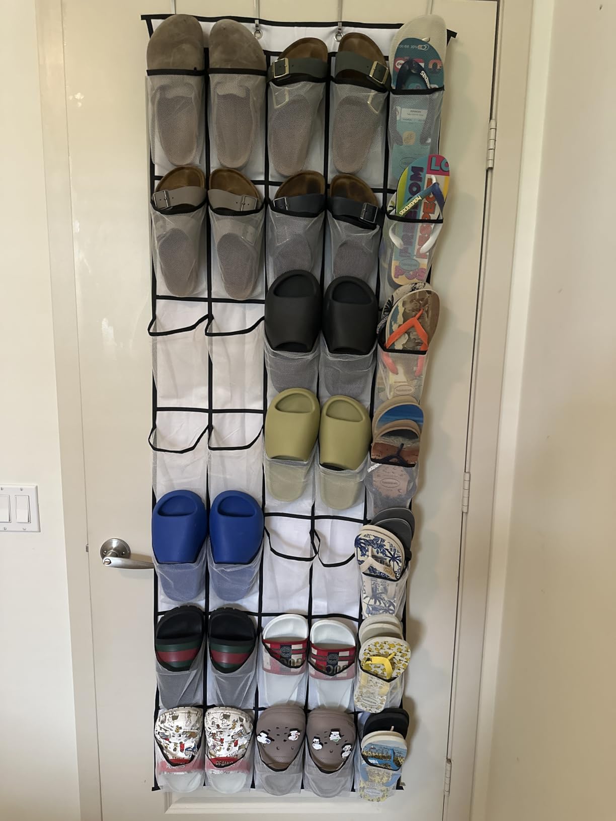 MISSLO 35 Large Pockets Over The Door Shoe Organizer Sturdy Oxford Fabric Hanging Shoe Rack for Door Mesh Closet Shoe Holder Hanger, White customer photo 1