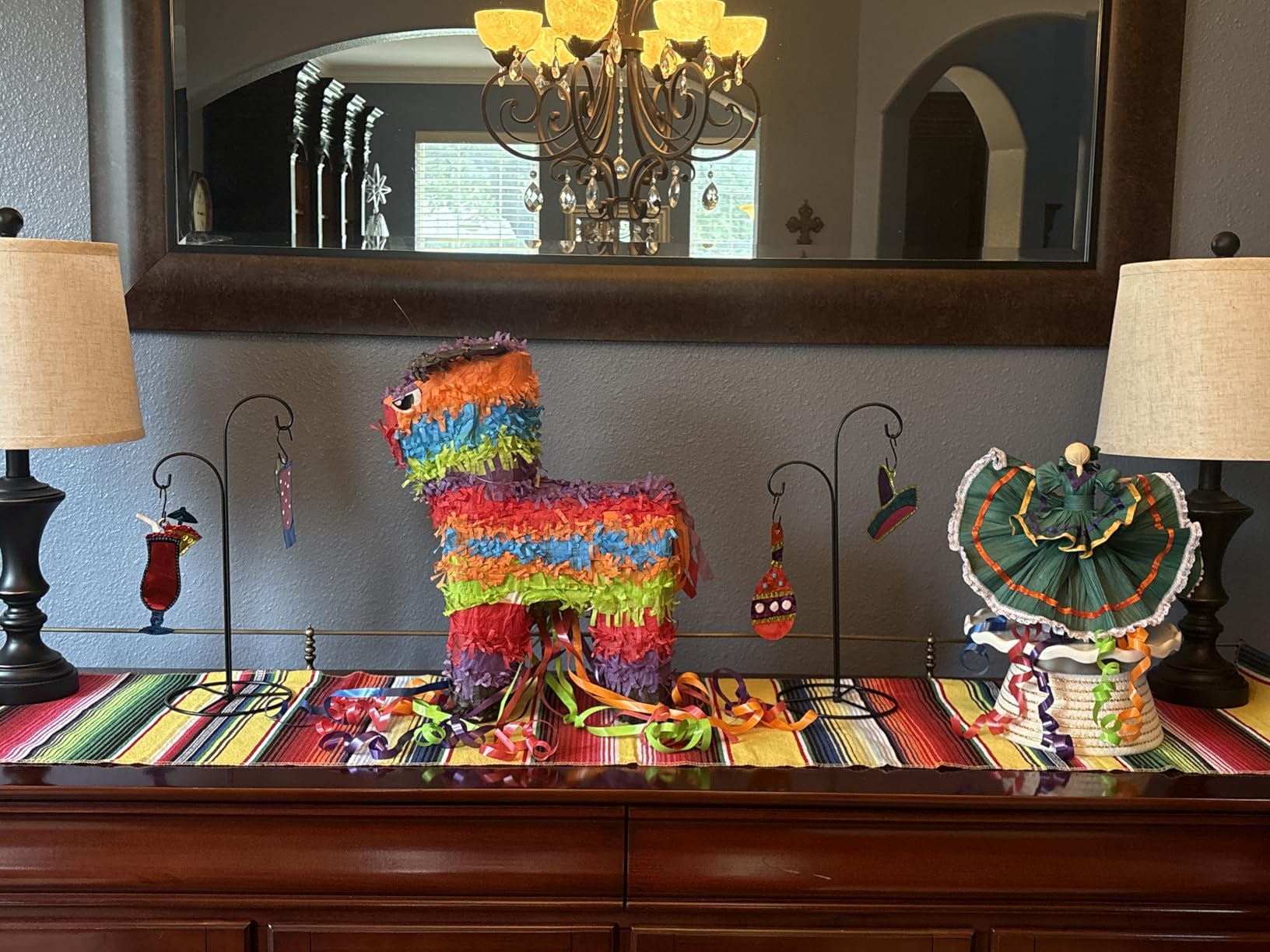 Tartaglia 6 Pack Mexican Table Runners 14x84 in Fiesta Party Decorations Serape Table Runner Rainbow Striped Boho Style customer photo 1