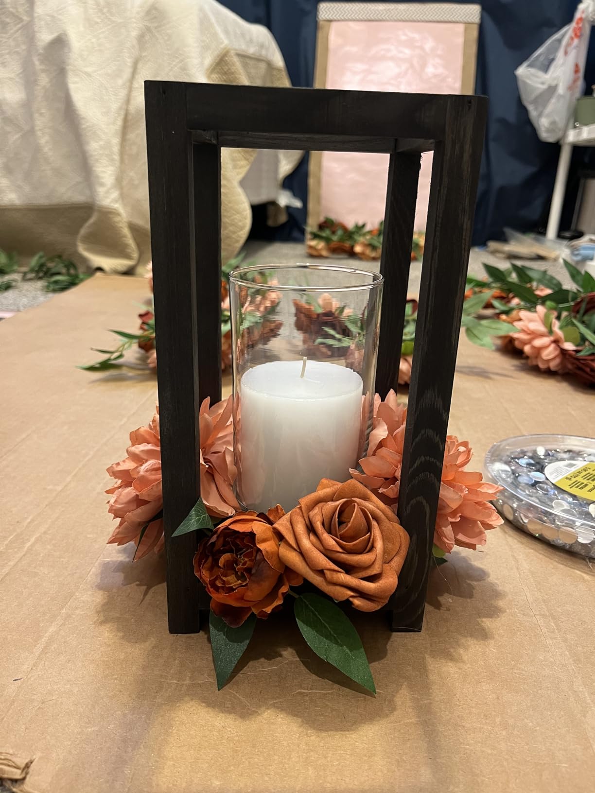 12 Pcs Wooden Lantern Centerpiece, Rustic Wedding Table Decoration, Farmhouse Decor, Candle Holder, Country Barn Gift (No Assembly Required) customer photo 1