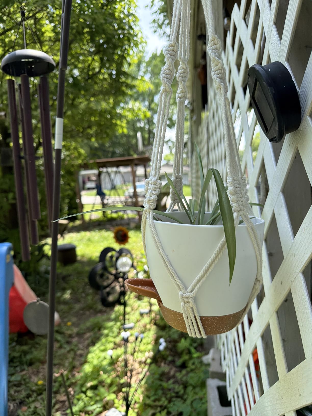 Bouqlife 3 Set Self Watering Hanging Planters for Indoor Plants | 7/6/5.5 Inch Pots with Macrame Plant Hangers, Drainage Reservoirs and Hooks, Hanging Plant Holders, White customer photo 2