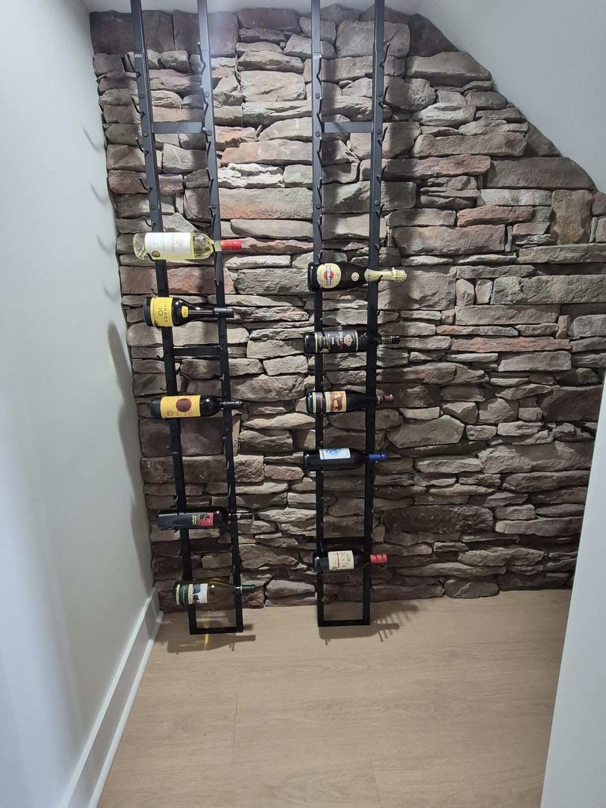 Jagged Ridge Wine Rooms - Premium Wall Mounted Metal Wine Rack - 36 Wine Bottles Holder - Modern Wine Rack, Matte Black - Space Saving for Home, Kitchen, Bar - Designed in Canada by Wine Enthusiasts customer photo 1