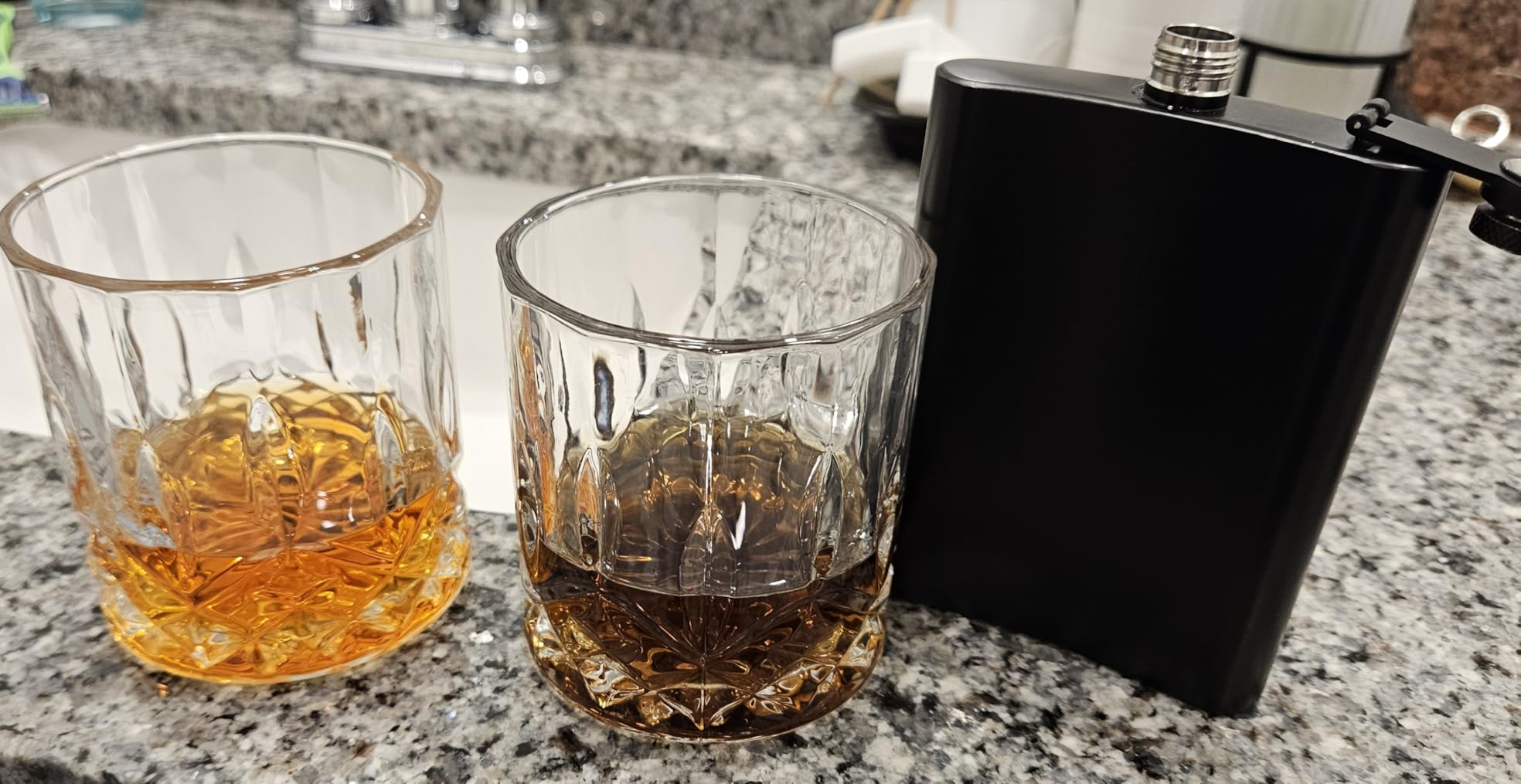 ROMORC 2 Pack Hip Flasks for Liquor Matte Black 8 Oz Stainless Steel Leak-proof Thin Flasks with 2pcs Funnels and Cups for Wedding Party, Groomsman, Bridesmaid, Gift (Black) customer photo 2