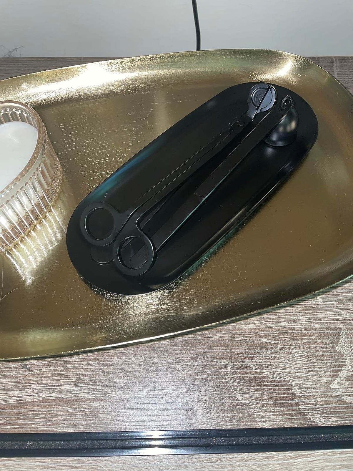 YOUTUOY 5 in 1 Candle Accessory Set, Matte Black | Rechargeable Candle Lighter, Candle Wick Trimmer, Candle Wick Snuffer, Candle Wick Dipper, Storage Tray Plate customer photo 2