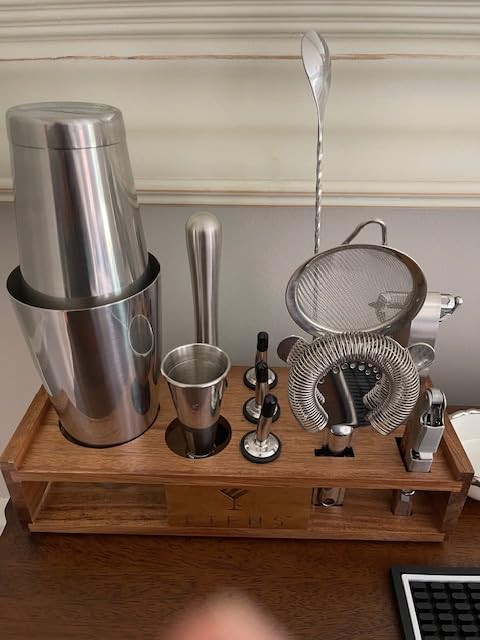 Premium 15-Piece Mixology Bartender Kit - Stainless Steel Cocktail Shaker Set with Wooden Stand | Professional Boston Shaker Bar Tool Set for Home & Expert Mixologists | Luxury Cocktail Making Gift customer photo 2