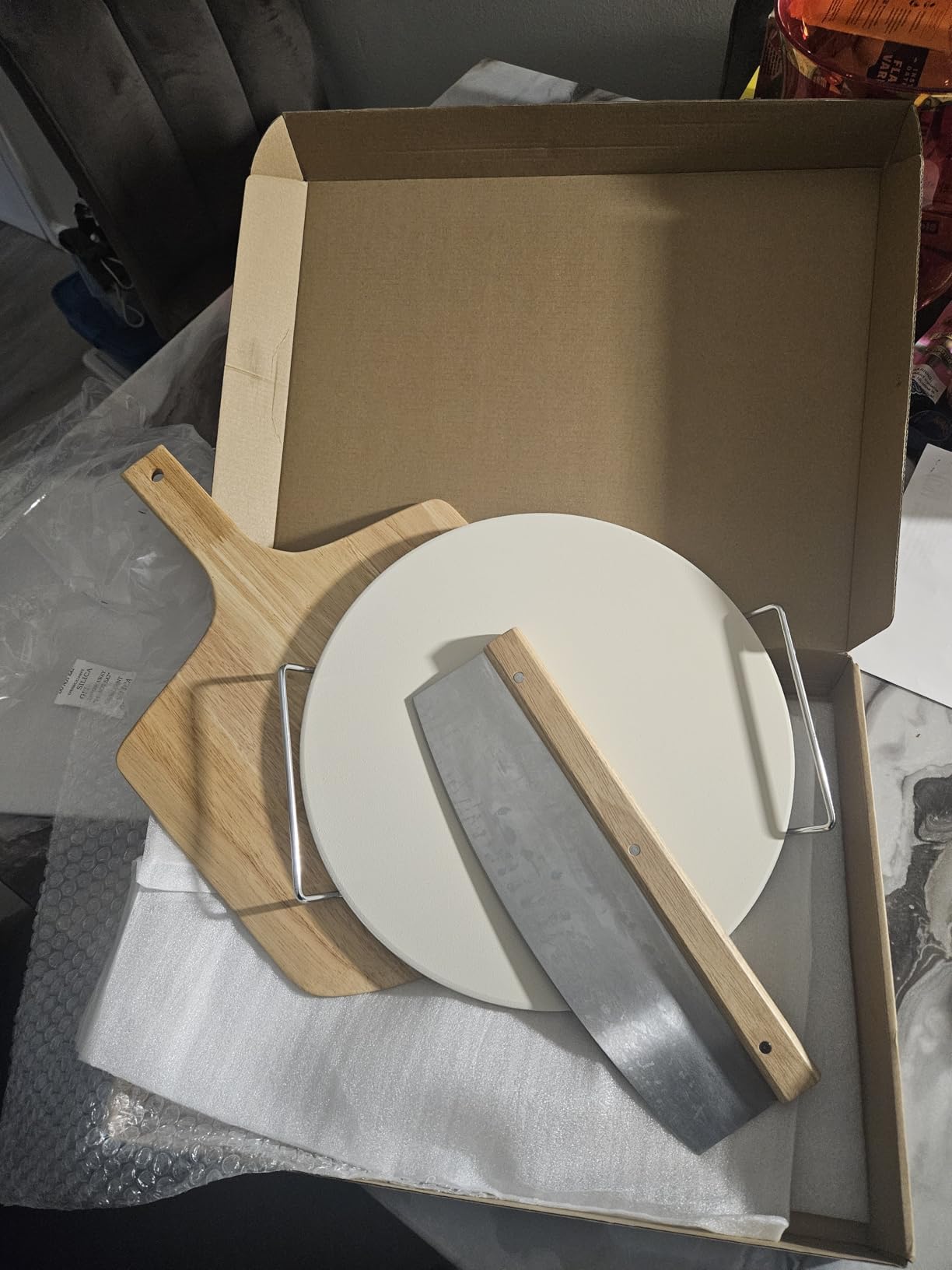 Gyreuni 13 Pizza Stone for Oven and Grill with Pizza Peel, Baking Stone Set | Complete baking stone set:13'' pizza stone, pizza peel, serving rack, pizza cutter and cooking paper for pizza, bread,BBQ customer photo 1