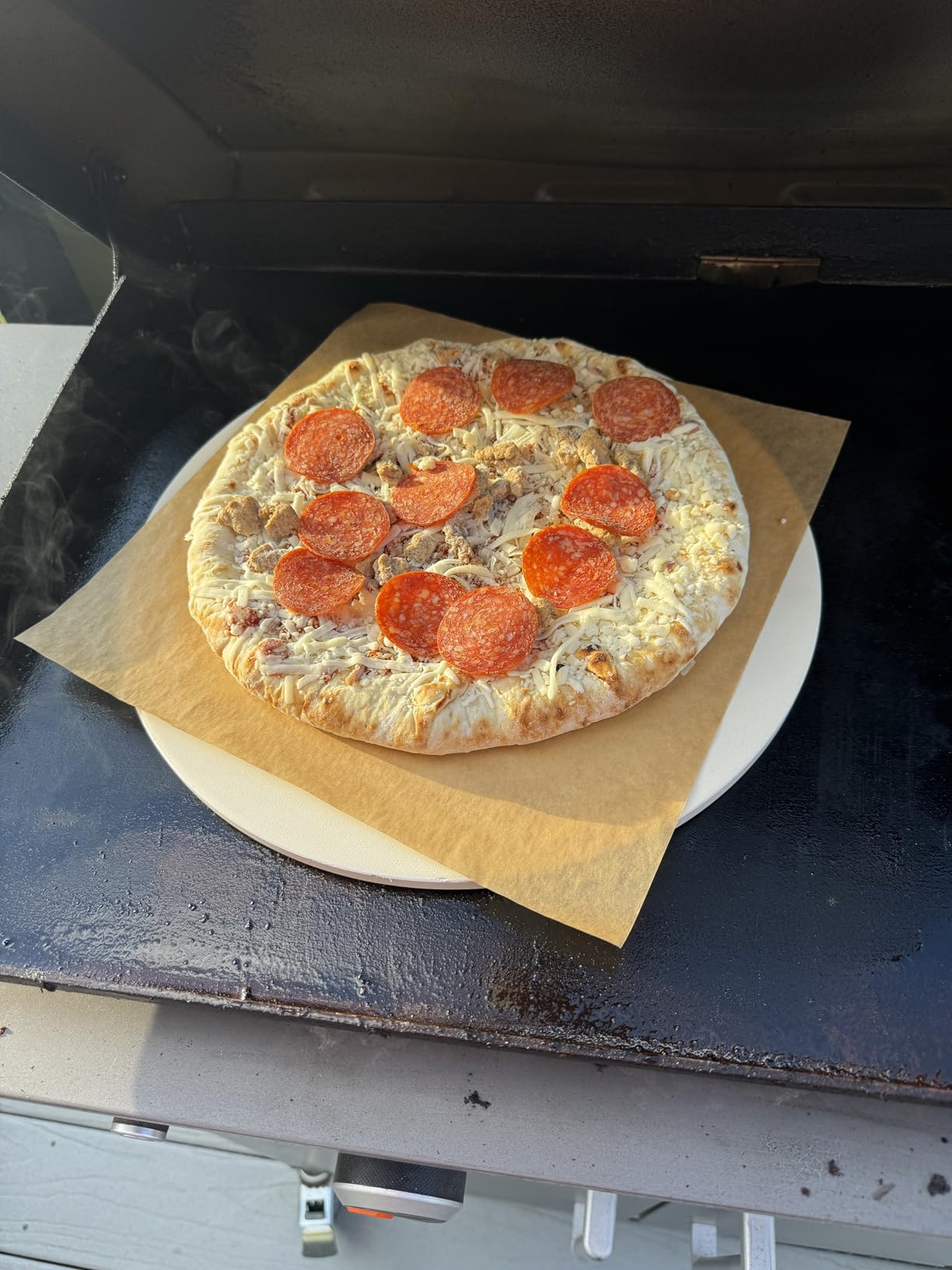 Gyreuni 13 Pizza Stone for Oven and Grill with Pizza Peel, Baking Stone Set | Complete baking stone set:13'' pizza stone, pizza peel, serving rack, pizza cutter and cooking paper for pizza, bread,BBQ customer photo 2