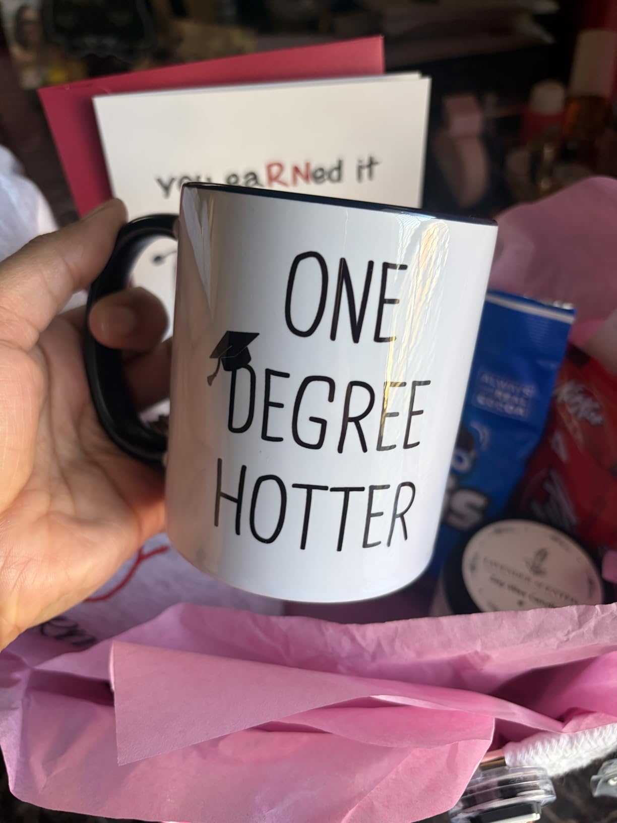 Petalsun Graduation Gift for Her, Him - 11oz Ceramic One Degree Hotter Mug | 2026 Funny College, Masters Degree, Phd, Nursing & Nurse, High School Grad Gifts for Women Men, Graduation Party Decorations customer photo 2