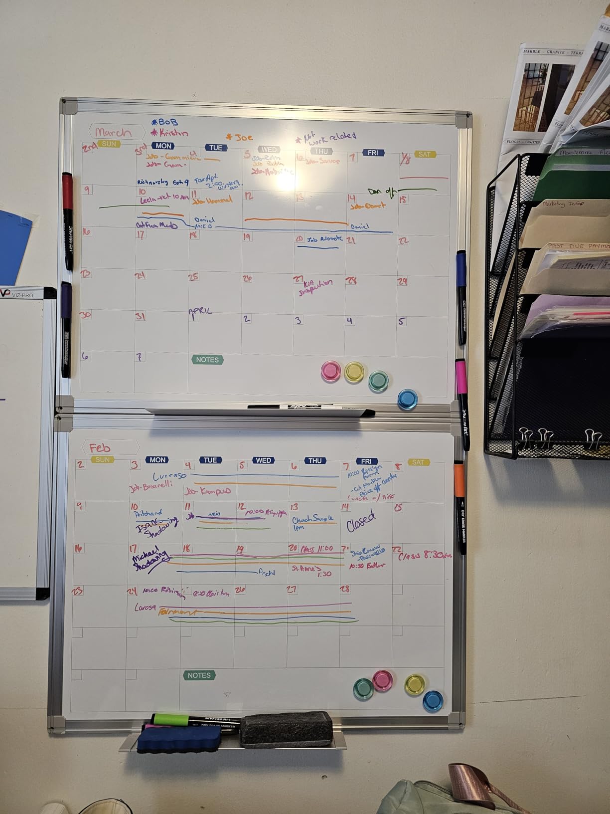 White Board Calendar Dry Erase for Wall, 36