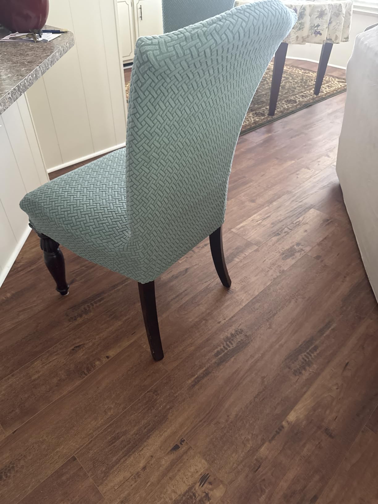 SPRINGRICO 4 Pack Dining Room Chair Covers with seat Belt, Stretch Parsons Chair Slipcover Washable Kitchen Dining Chair Cover Removable Seat Protector Set of 4, S3- Green customer photo 1