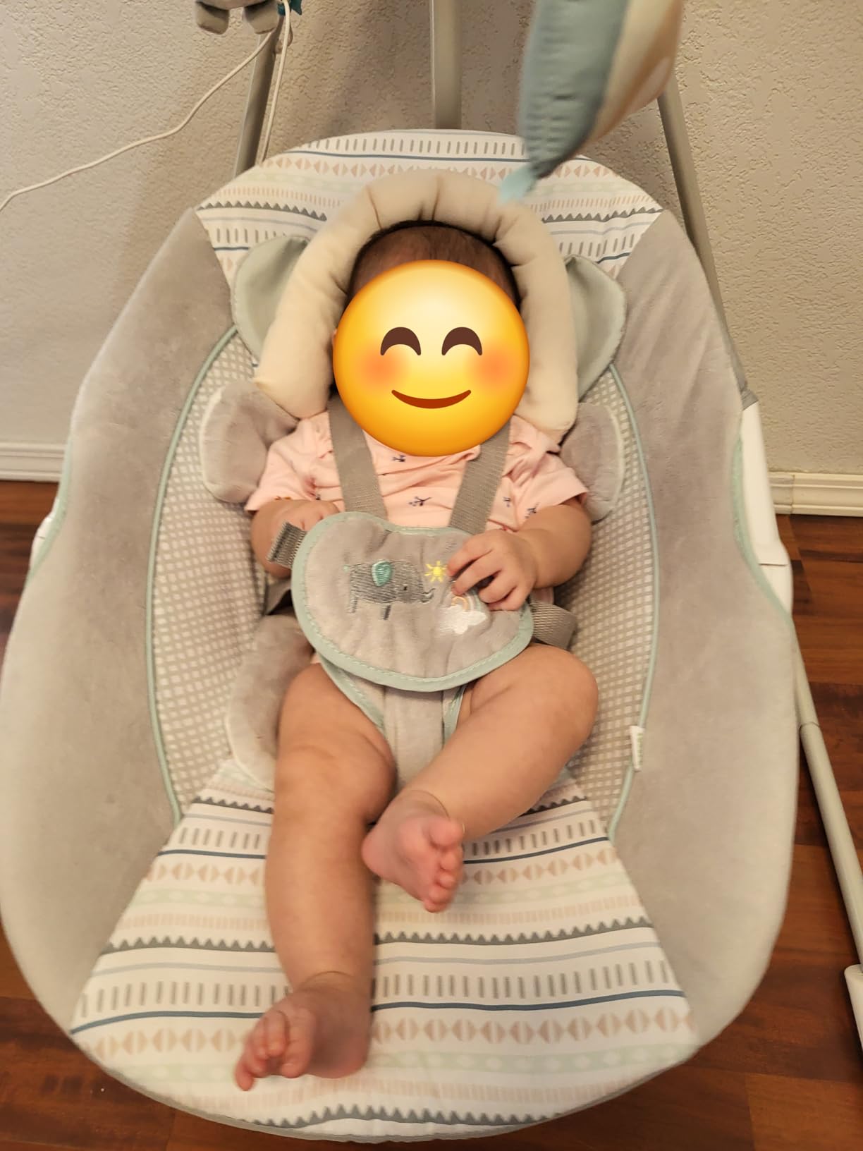Ingenuity InLighten 5-Speed Baby Swing - Swivel Infant Seat, 5 Point Safety Harness, Nature Sounds, Lights - Nally Owl customer photo 2