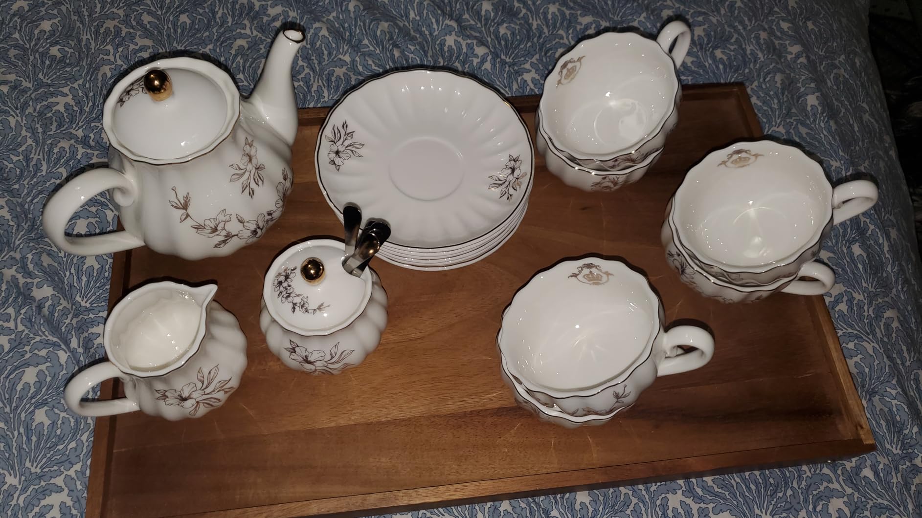 Porcelain Tea Sets British Royal Series, 8 OZ Cups & Saucer Service for 6, with Teapot Sugar Bowl Cream Pitcher Teaspoons and Tea Strainer, Suitable for High Tea, Wedding, Party (Rose Flower) customer photo 1