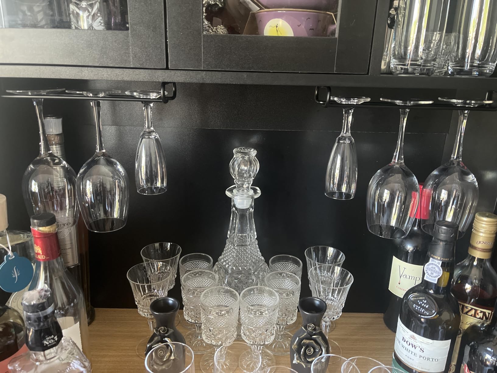 GeLive 10 Inch Under Cabinet Wine Glass Rack Stemware Holder Glass Storage Hanger Organizer for Kitchen and Bar Set of 2 (Black) customer photo 1