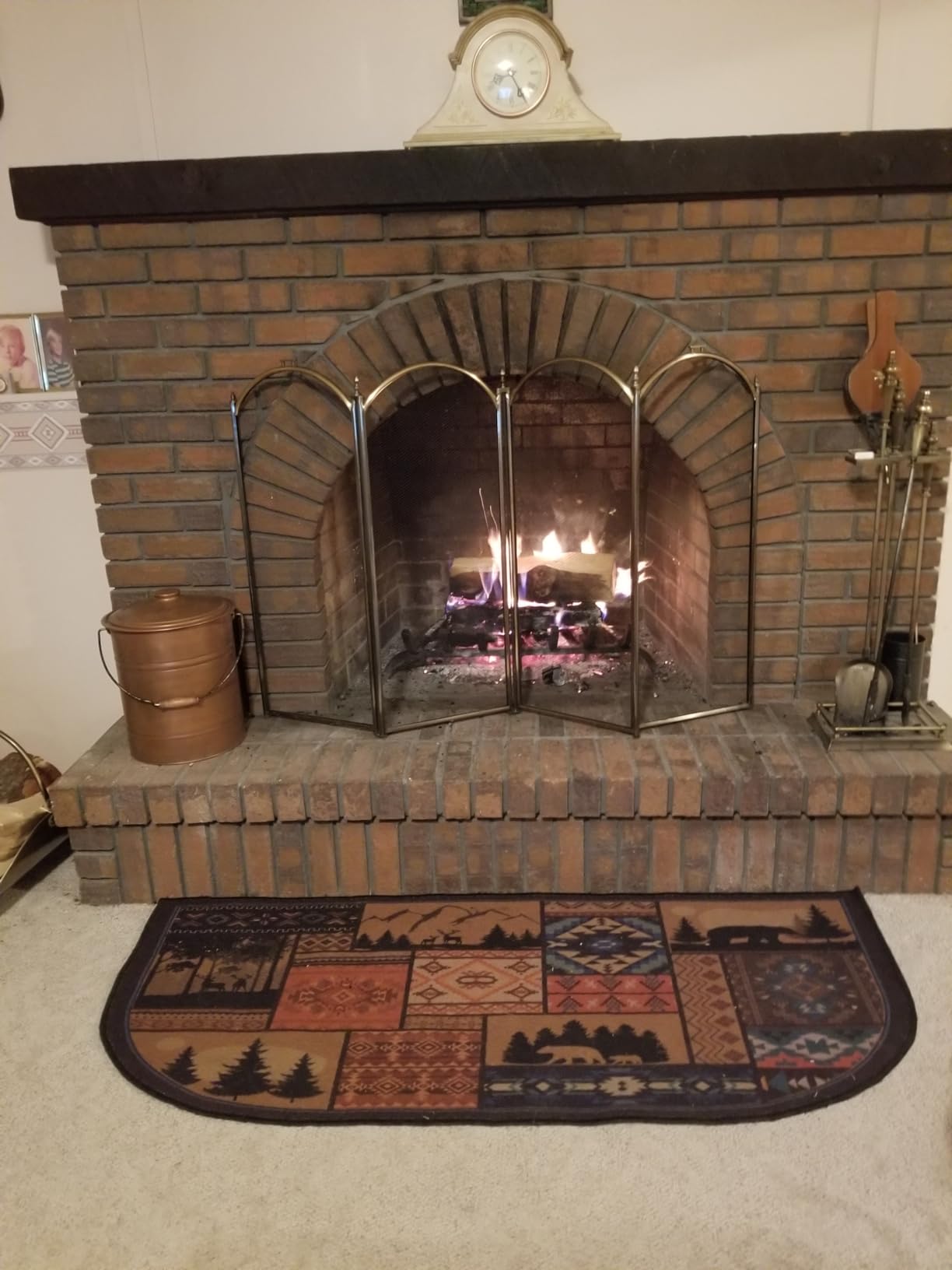 Demissle Fireplace Hearth Rug, Classic, 27 x 48 Inch | Half Round Fire Resistant Rugs, Southwestern Cabin Style, Heat Resistant Mat for Wood Stove Floor, Easy to Clean customer photo 1