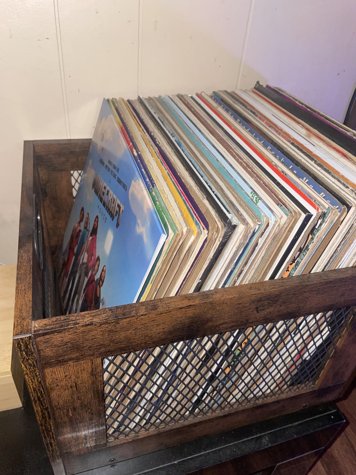 3IngSeagulls Vinyl Record Storage Crate Wooden Record Holder, Classic Cube Record Organizer Storage 100+ Records, Brown Color Vinyl Record Holder for Albums Super Easy to Assemble customer photo 2