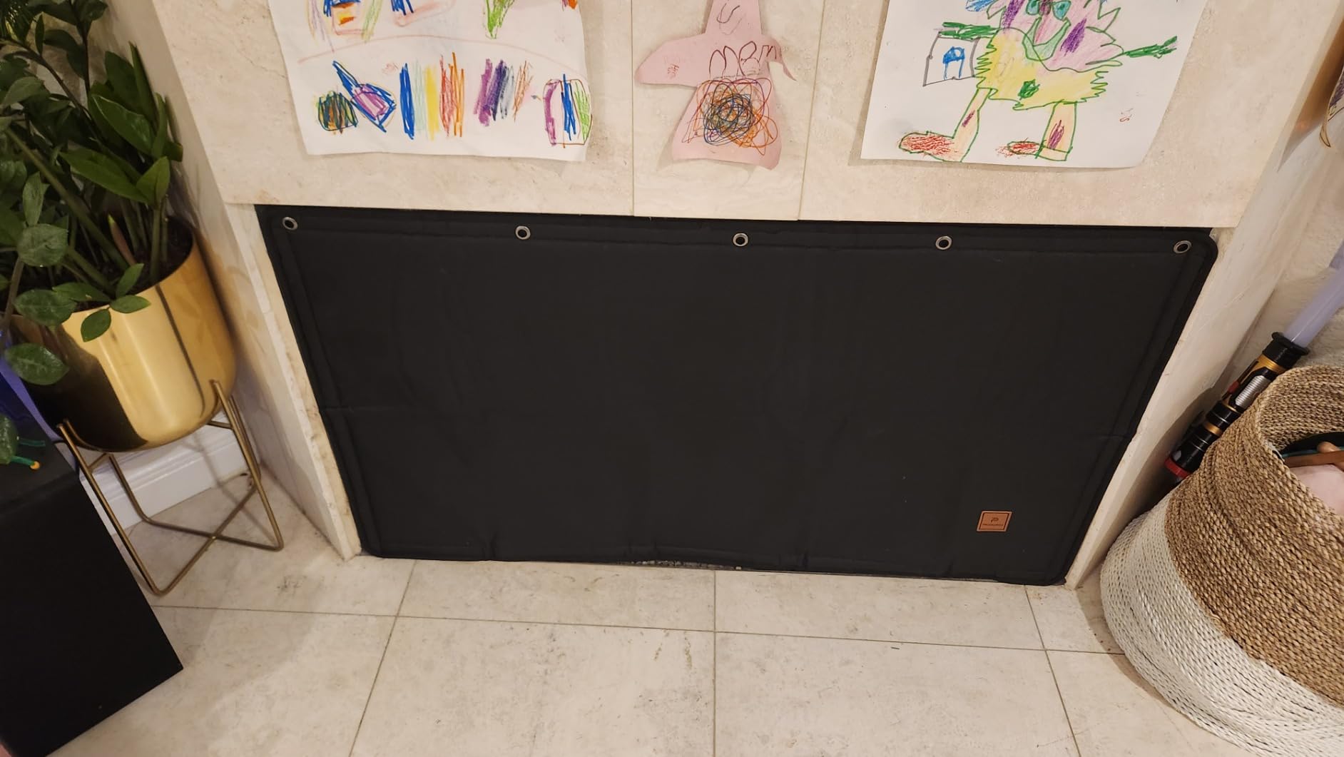 Magnet Fireplace Cover, Black Color, (39
