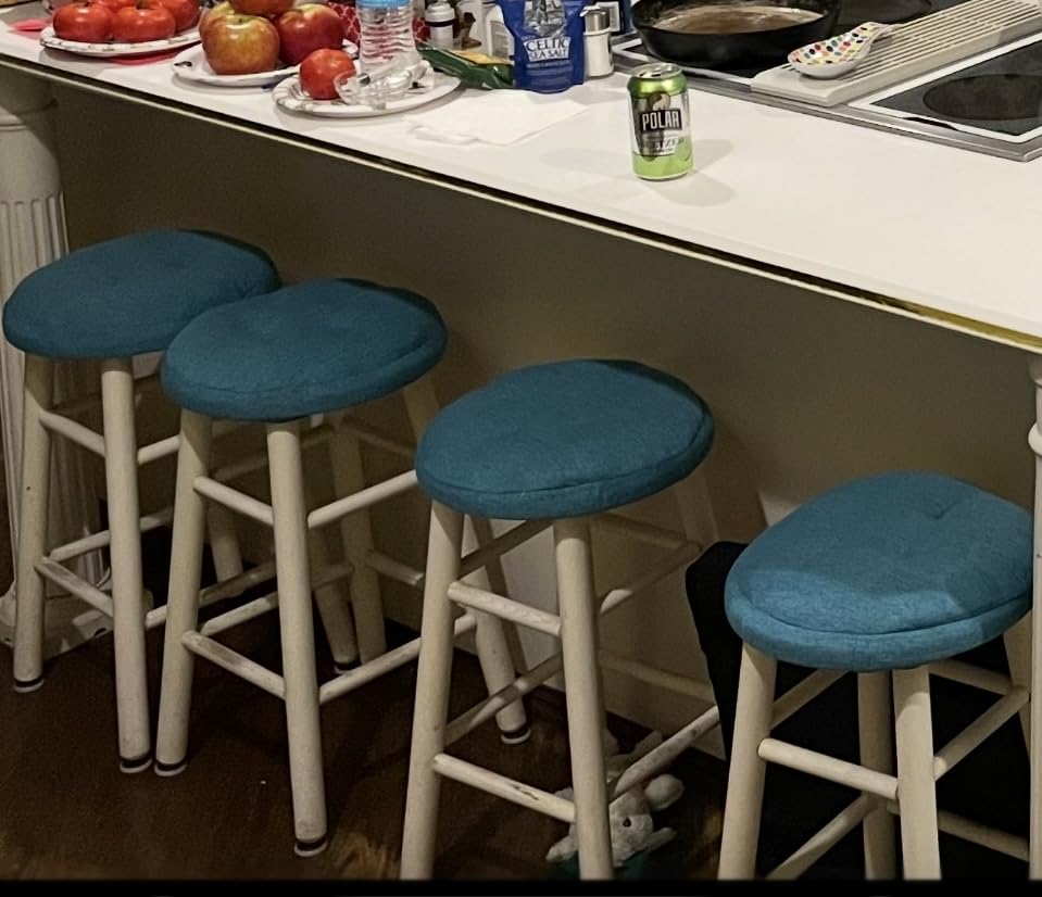 Marsui 4 Pieces Bar Stool Cover Non Slip Padded Cushion, 12 Inch, Black customer photo 1