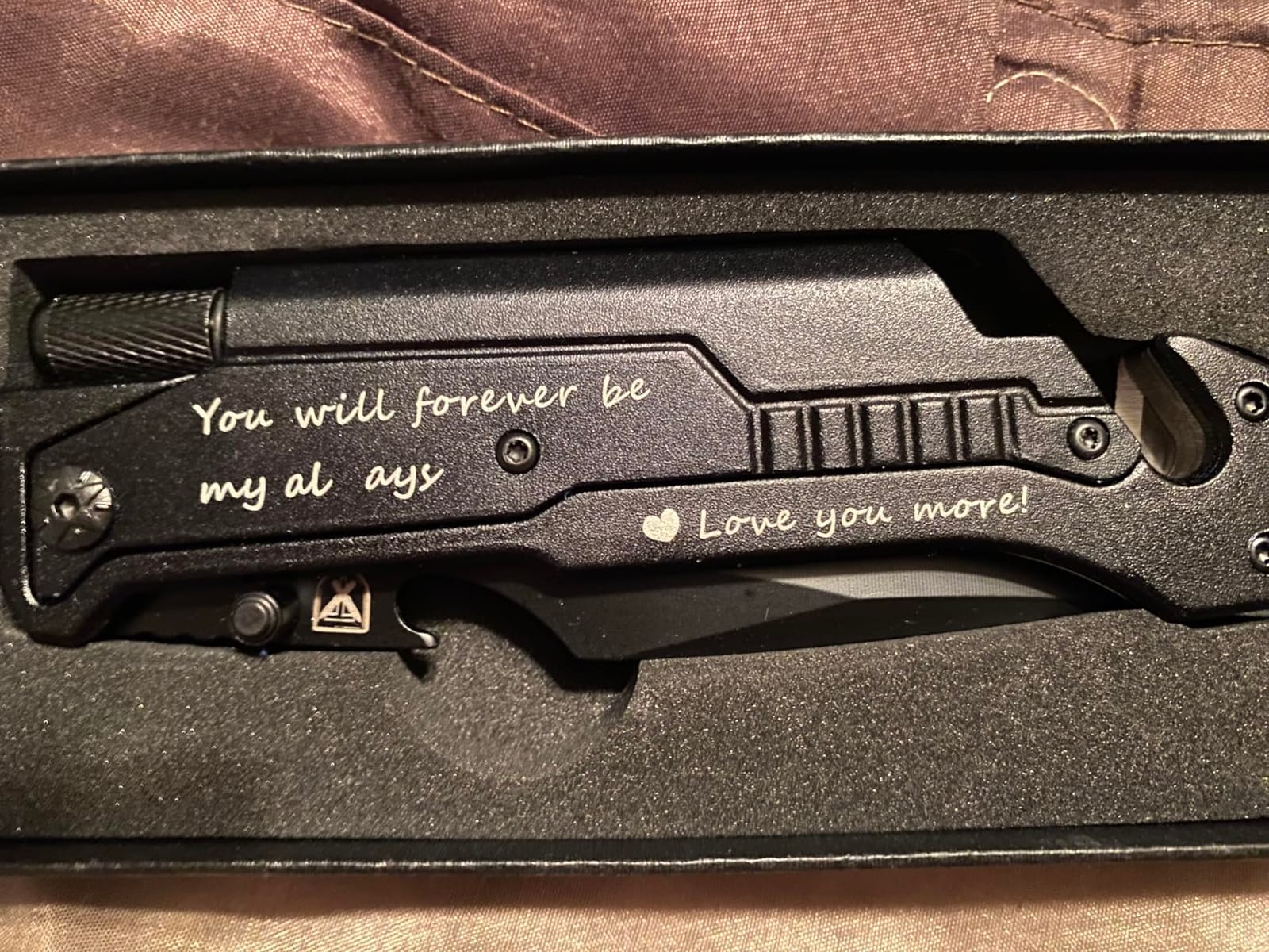 Titorld Gifts for Men Dad Fathers Day, Anniversary Birthday Gifts for Him Boyfriend Husband, Engraved Pocket Knife, Camping Hunting Multitool Knife Present, 7 in 1 Folding Knives with LED Light customer photo 1