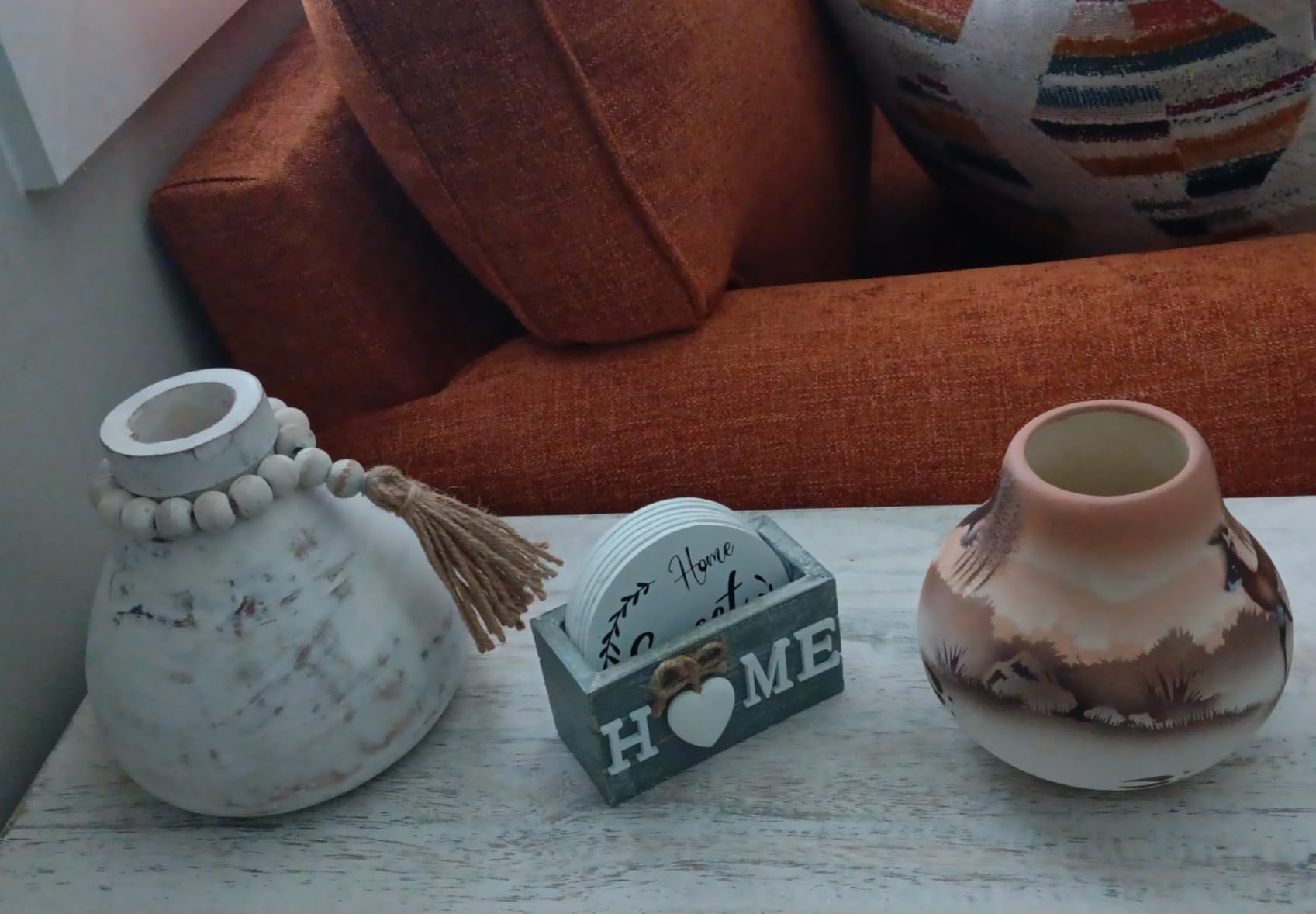 Queekay House Warming Gifts New Home Farmhouse Coasters Set of 6, Mixed | Wooden Coasters for Drink with Holder, 4'', Funny Home Decoration for Family Coffee Bar Table Protection, New Home Gift Ideas customer photo 2