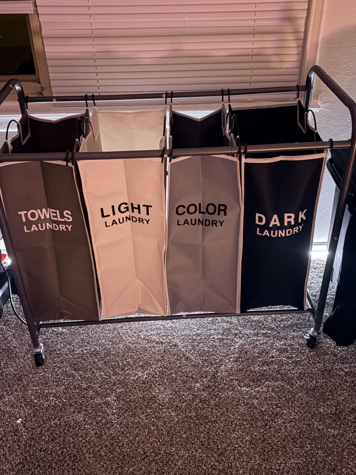 ROMOON Laundry Hamper Sorter Cart, 4-Section Organizer with Lockable Wheels | Heavy-Duty 180L Rolling Laundry Basket with Removable Bags for Dirty Clothes in Laundry Room or Small Spaces, Multicolor customer photo 2