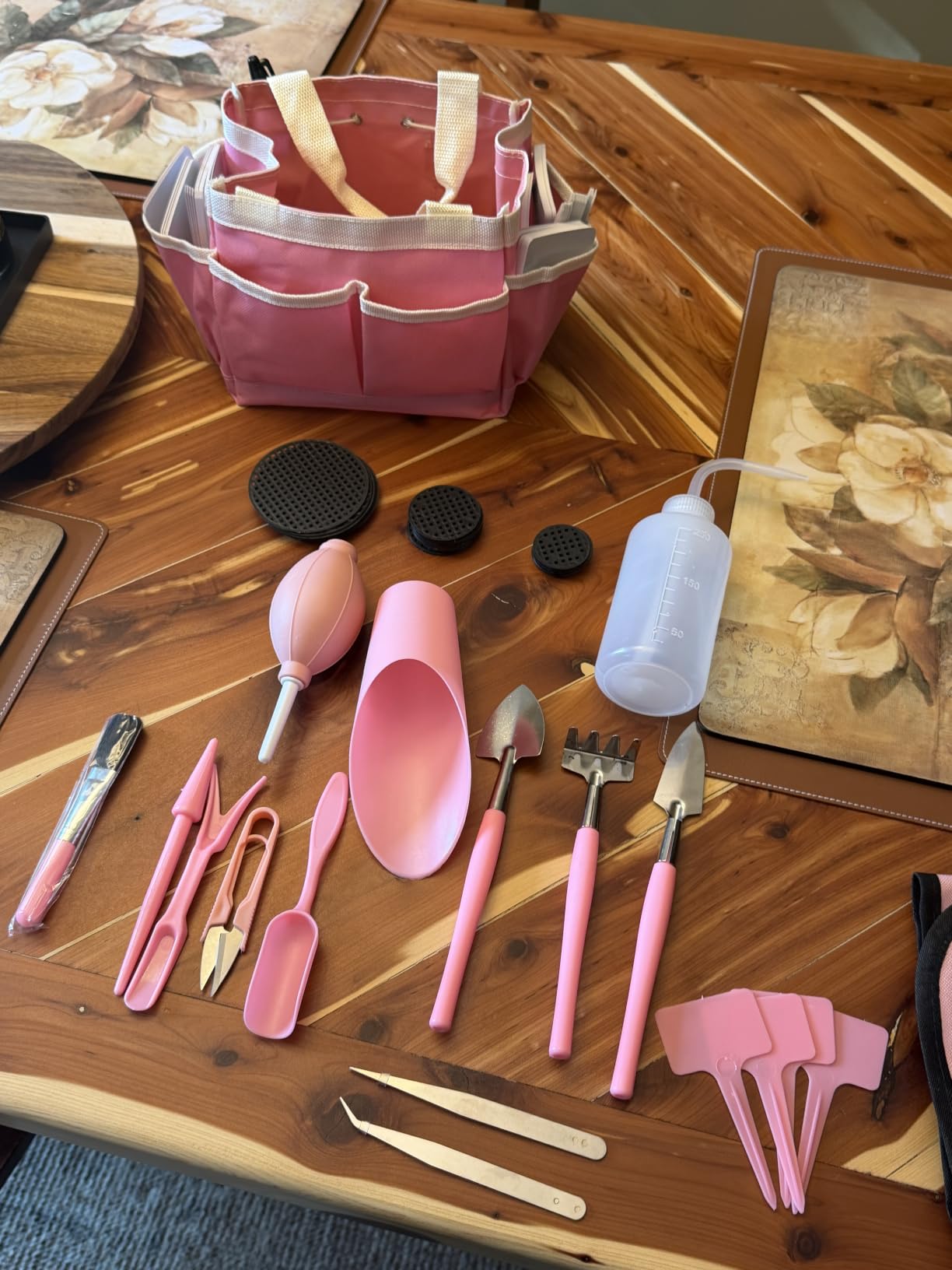ANPHSIN 44pcs Small Gardening Tools Gifts for Women Beginners, Green | Garden Hand Tools Set for Indoor Succulent, Bonsai, Plants Transplanting, Included Bag/Repotting Mat/Shovel/Labels customer photo 2