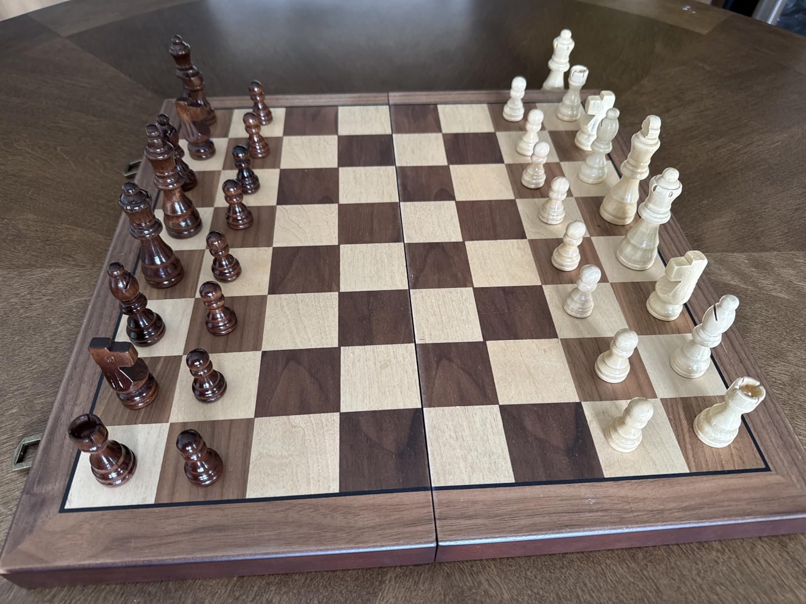 Magnetic Wooden Chess Set for Adults Kids 15'' Chess Board with Handmade Pieces, Folding Portable Travel Unique Chess Sets Game for Tournament Professional Beginner customer photo 1