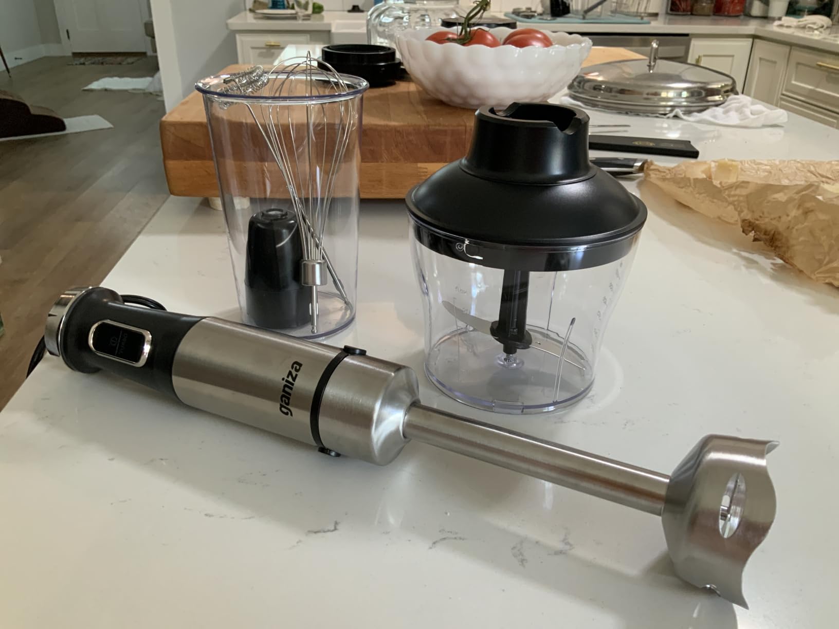 Ganiza Immersion Blender 5 in 1 Hand Blender Max 1000W Heavy Duty Motor, 16 Speed Mode Handheld Blender Stainless Steel Blade With 800ml Mixing Beaker, 600ml Chopper, Whisk and Milk Frother customer photo 1