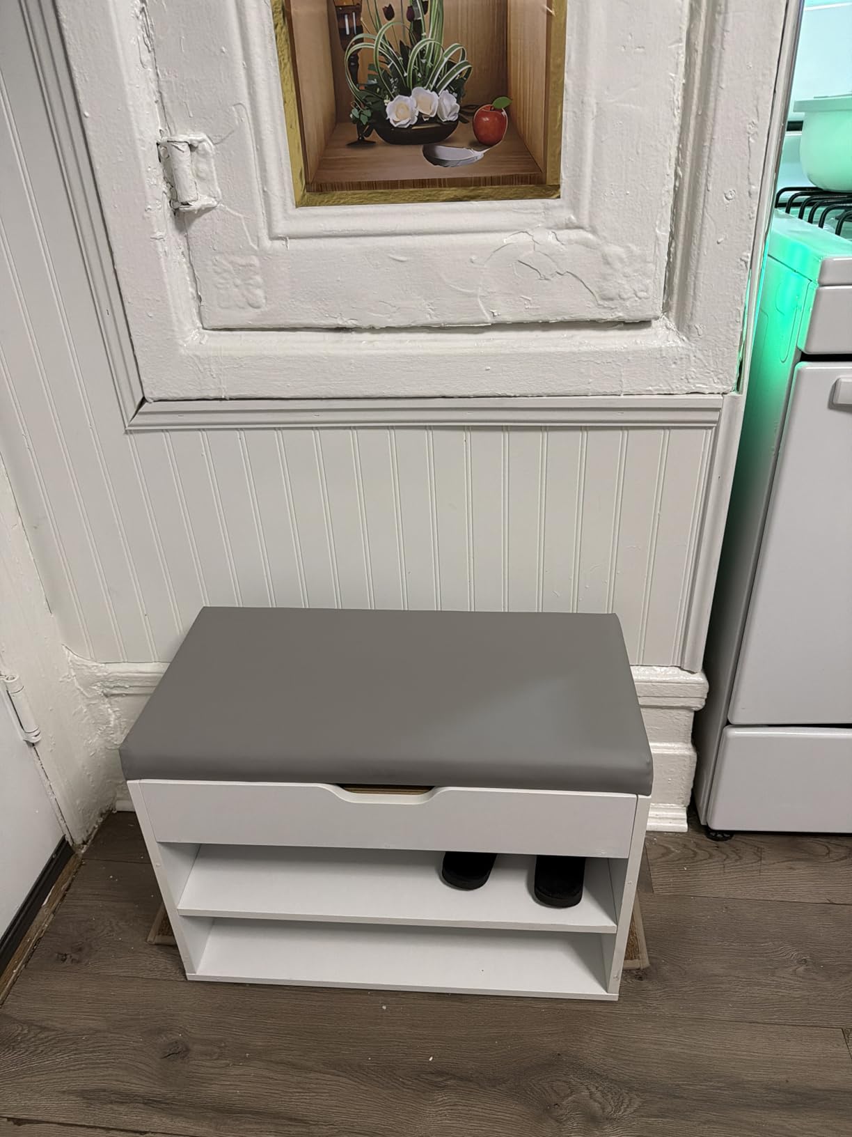 VASAGLE Storage Bench with Cushion, Shoe Bench, 11.8 x 31.5 x 17.3 Inches | Padded Seat, Hidden Storage, Hold up to 300 lb, Entryway, Rustic Brown and Ink Black, CUSTOS Collection ULHS30BX customer photo 2
