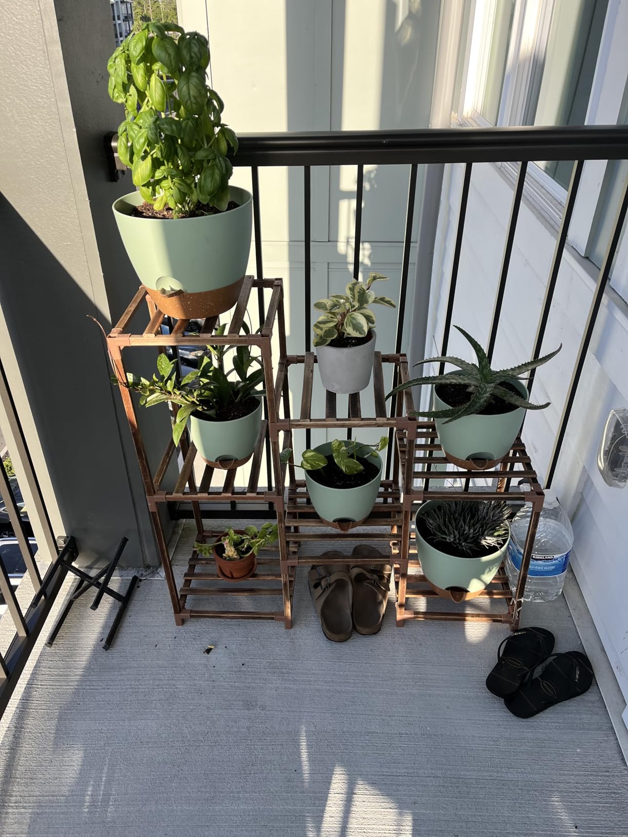 QRRICA Plant Pots 10/9/8/7.5/7 Inch Self Watering Pots, Set of 5 Plastic Planters with Drainage Holes and Saucers, Plastic Flower Pots, Nursery Planting Pot for Indoor Out Door Plants (Green) customer photo 1