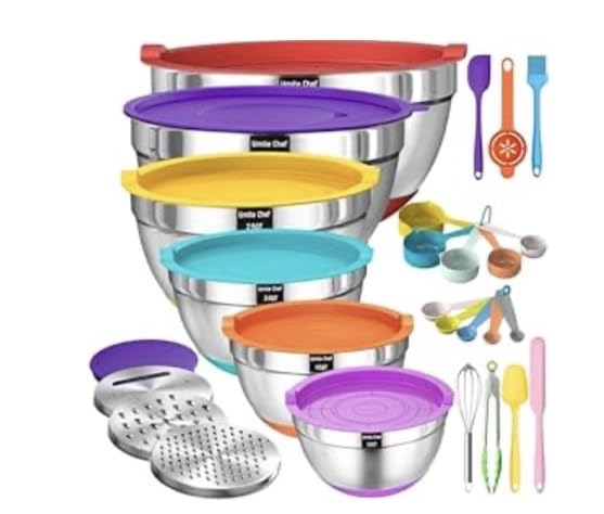 Mixing Bowls with Airtight Lids Set, 26PCS Stainless Steel Khaki Bowls with Grater Attachments, Non-Slip Bottoms & Kitchen Gadgets Set, Size 7, 4, 2.5, 2.0,1.5, 1QT, Great for Mixing & Serving customer photo 1