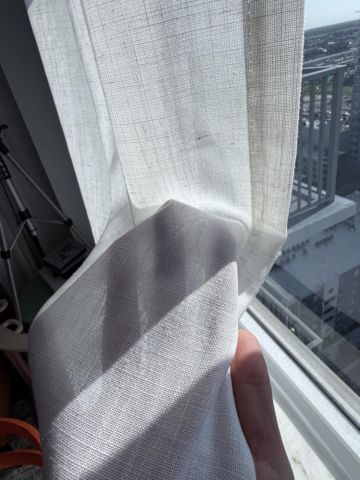 Back Tab Linen Curtains 96 inches Long 2 Panels Set for Living Room Sliding Glass Door Ivory Cream Semi Sheer Curtains Light Filtering Canvas Cloth Linen Drapes 96 inch Floor to Ceiling Length customer photo 2