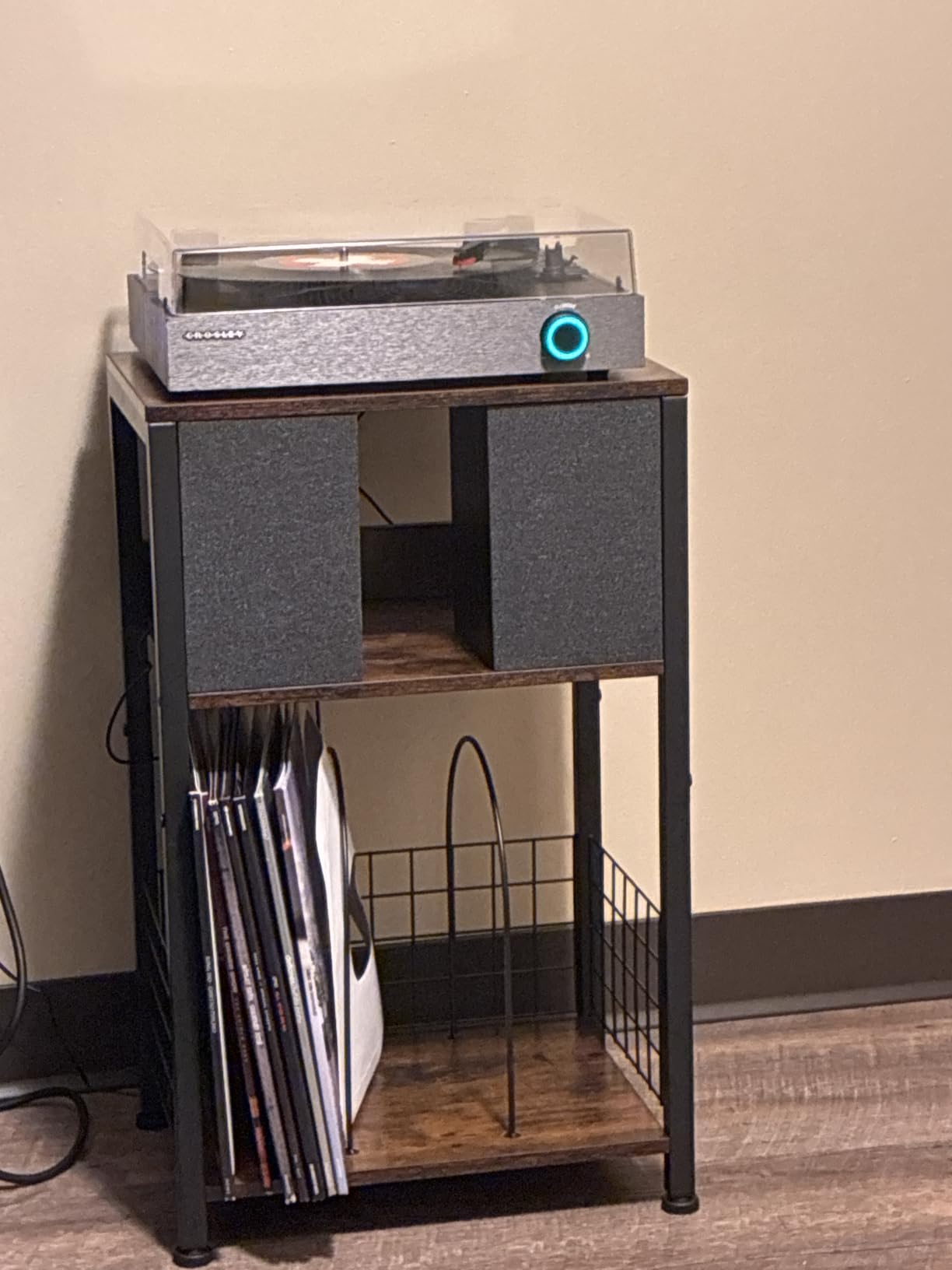 LELELINKY 3 Tier End Table, Record Player Stand with Storage Up to 100 Albums, Turntable Stand for Vinyl, Brown Records Shelf for Living Room Bedroom customer photo 1