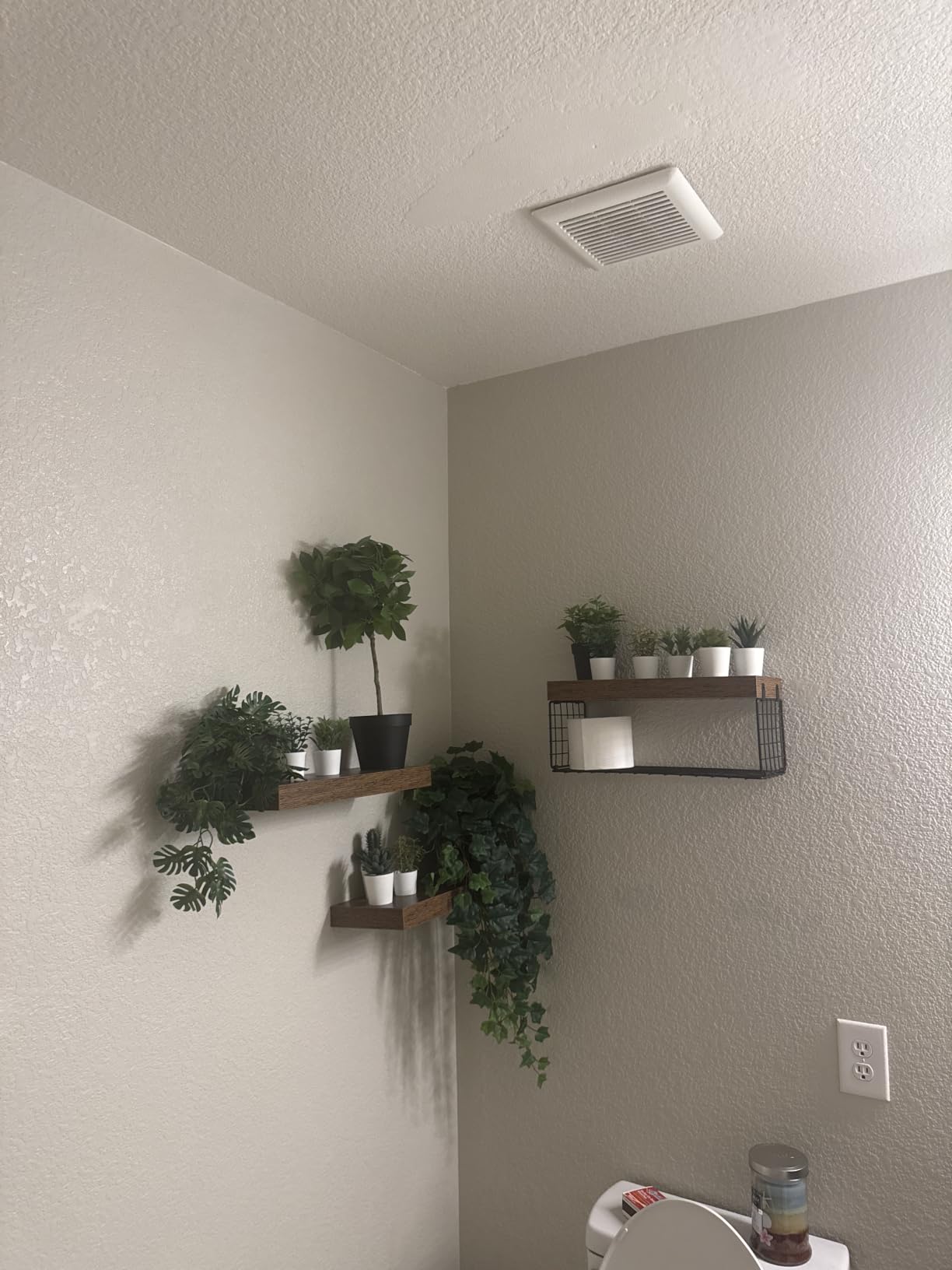 QEEIG Bathroom Shelves Over Toilet - Wall Mounted Floating Shelves Toilet Paper Storage Small Farmhouse Decor Shelf 16 inch Set of 3, Rustic Brown (019-BN3) customer photo 1