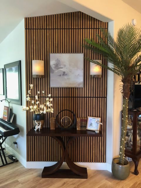 Art3d 2 Wood Slat Acoustic Panels for Wall and Ceiling - 3D Fluted Sound Absorbing Panel with Wood Finish - Walnut | Noise Control, Easy to DIY, Natural Texture, Sustainable Material, Ideal for Homeowners, Designers, for Living Room, Office customer photo 2
