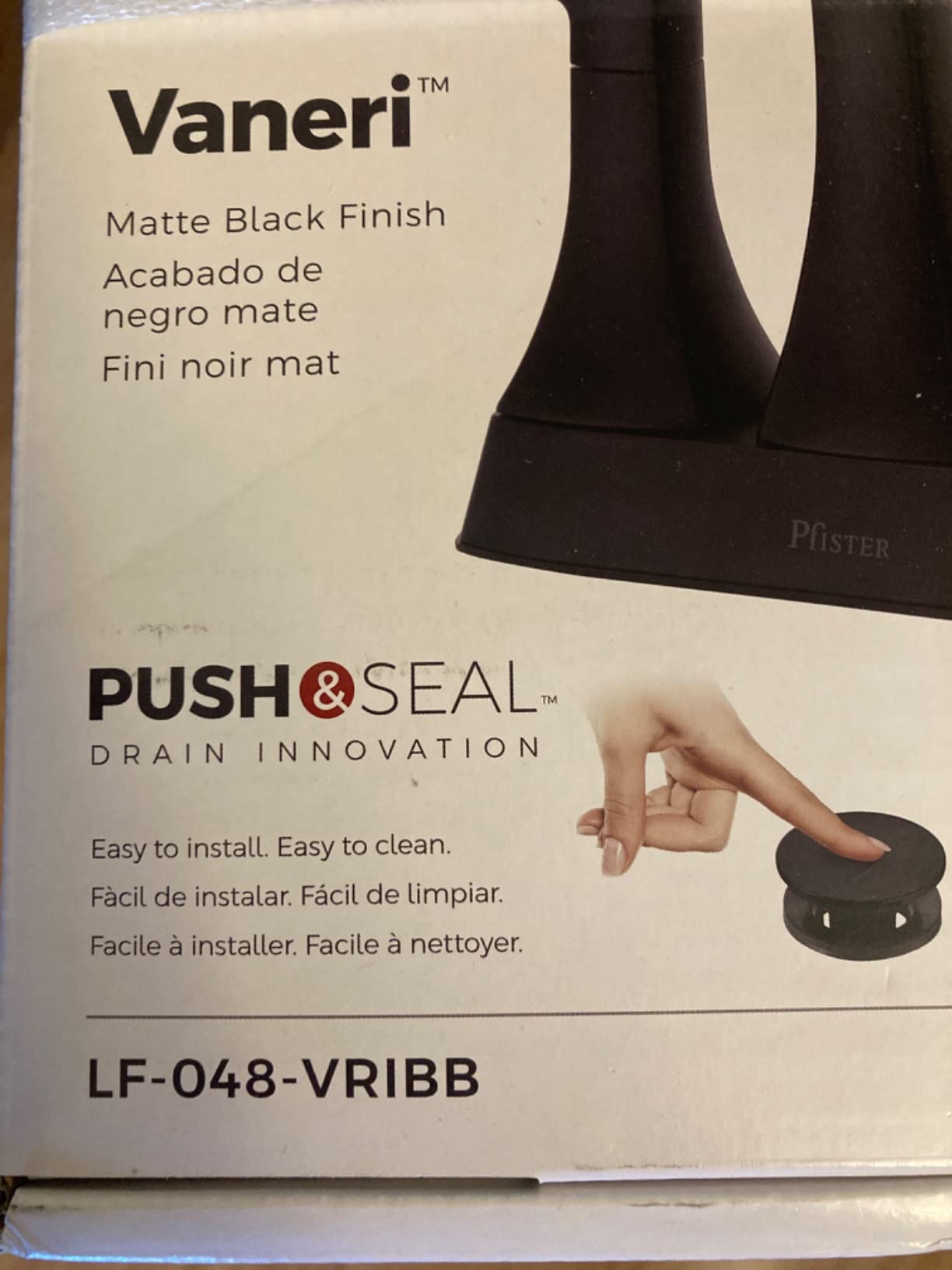 Pfister Vaneri 4 in Centerset Bathroom Sink Faucet 2-Handle 3-Hole Matte Black Vanity Faucet with Push & Seal Drain NSF Certified WaterSense Compliant LF048VRIBB customer photo 1
