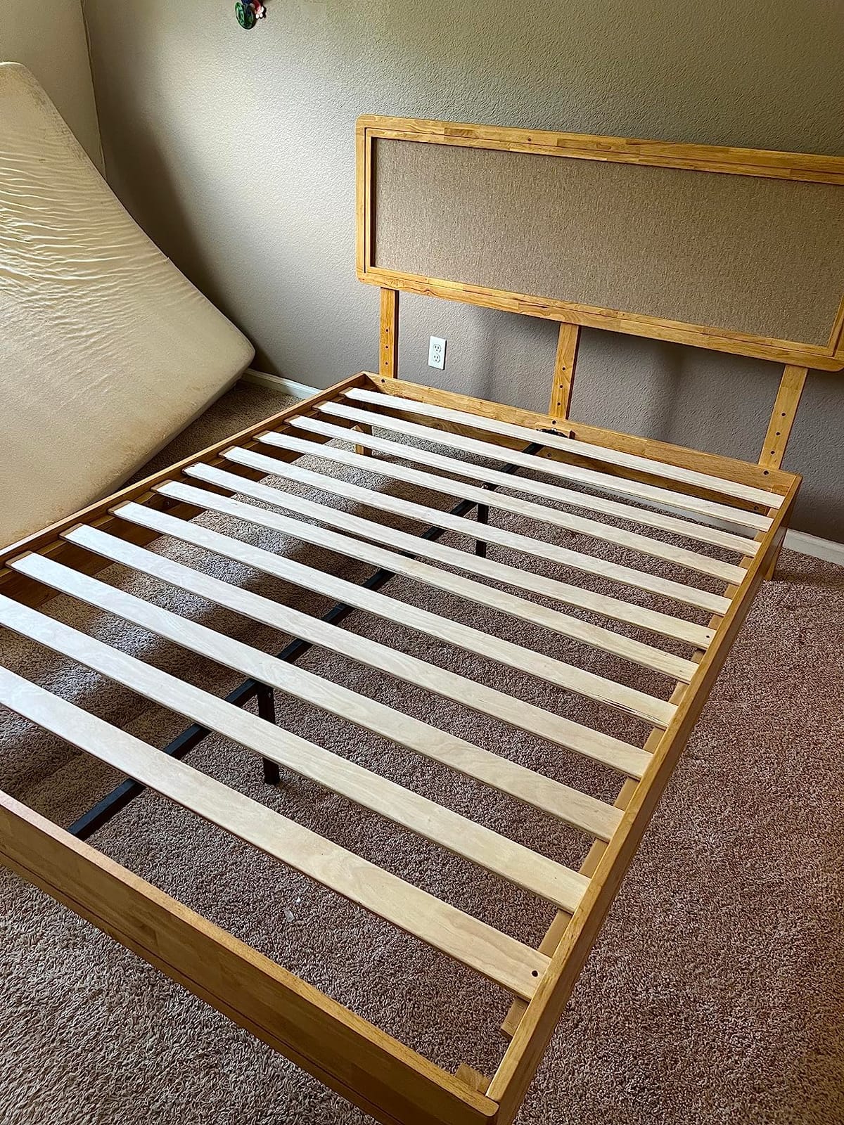 Bme Nipe King 14 Inch Bohemian Bed Frame with Adjustable Wicker Headboard - Rustic & Vintage Style with Acacia Wood - No Box Spring Needed - Easy Assembly - Walnut customer photo 1