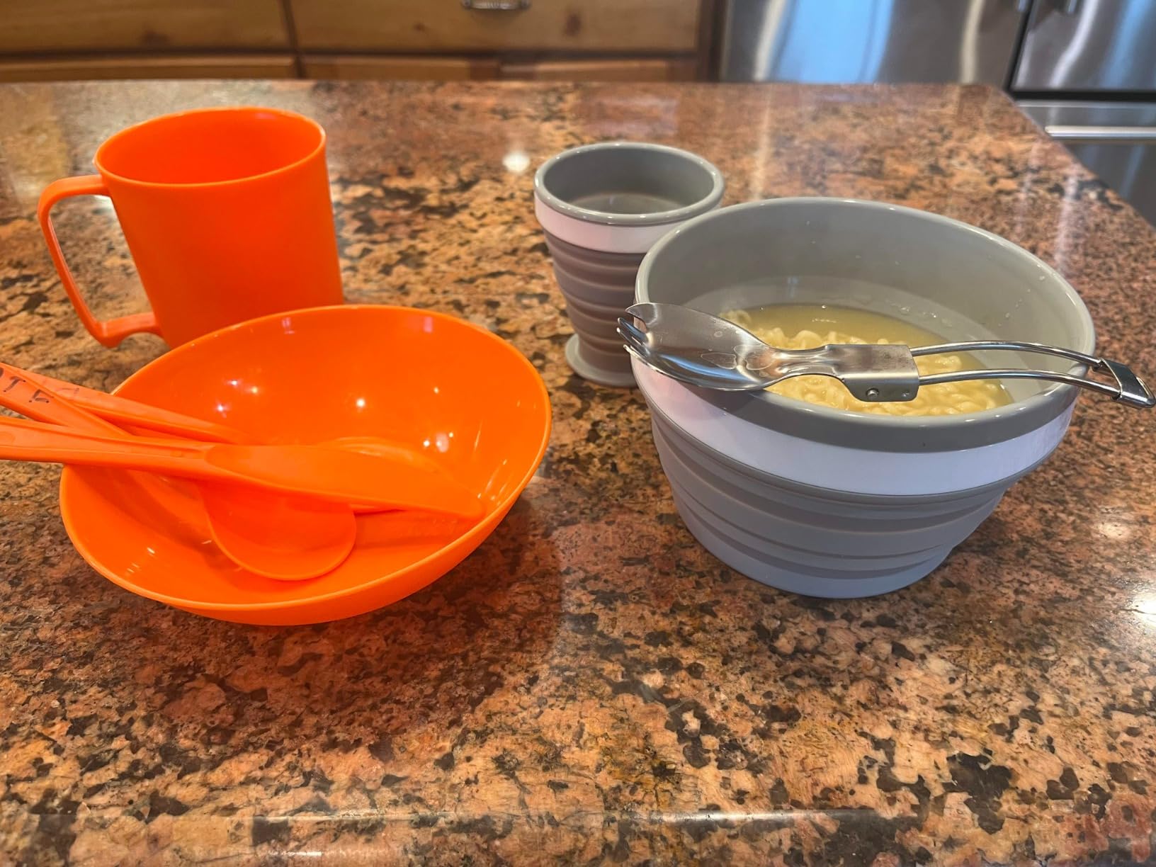 Odoland Camping Collapsible Silicone Cup and Bowl Set, Portable Mess Kit | Stainless Steel Spork with Lid, for 1 Person, Backpacking, Family Cookware, Hiking, Picnic, Travel customer photo 2