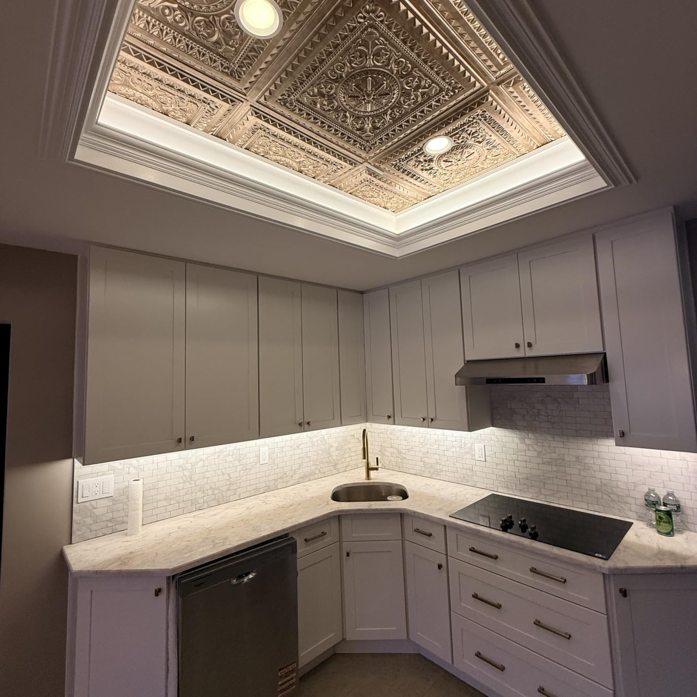 Art3d 12-Pack PVC Drop Ceiling Tiles, 2 x 2 ft, Antique Copper | Waterproof, Fire-Rated, No Sag and Breakage, Compatible with Grid System, Suitable for Kitchen customer photo 1