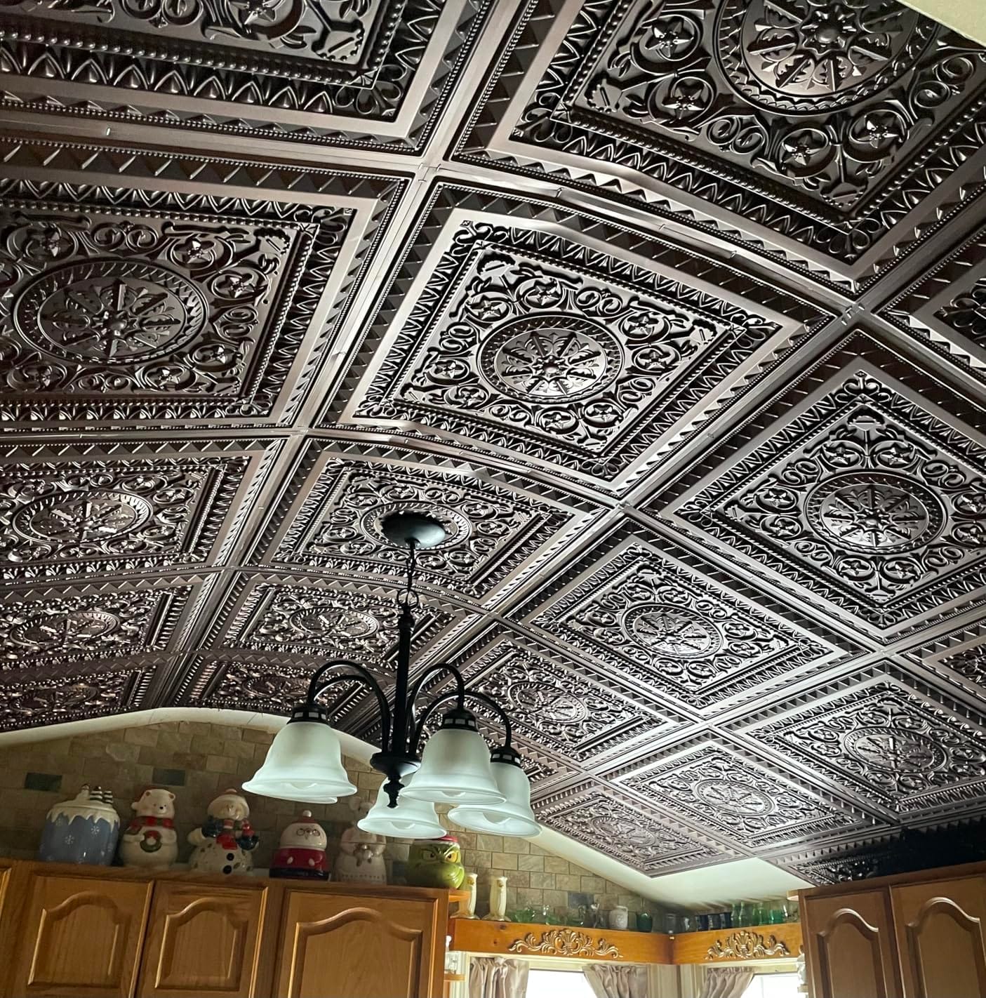 Art3d 12-Pack PVC Drop Ceiling Tiles, 2 x 2 ft, Antique Copper | Waterproof, Fire-Rated, No Sag and Breakage, Compatible with Grid System, Suitable for Kitchen customer photo 2