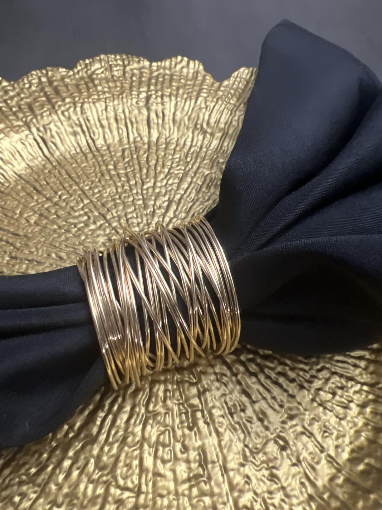 Twisted Wire Mesh Napkin Rings Holders Décor Dinner Party Wedding Christmas Gathering (Gold 12pcs) customer photo 1
