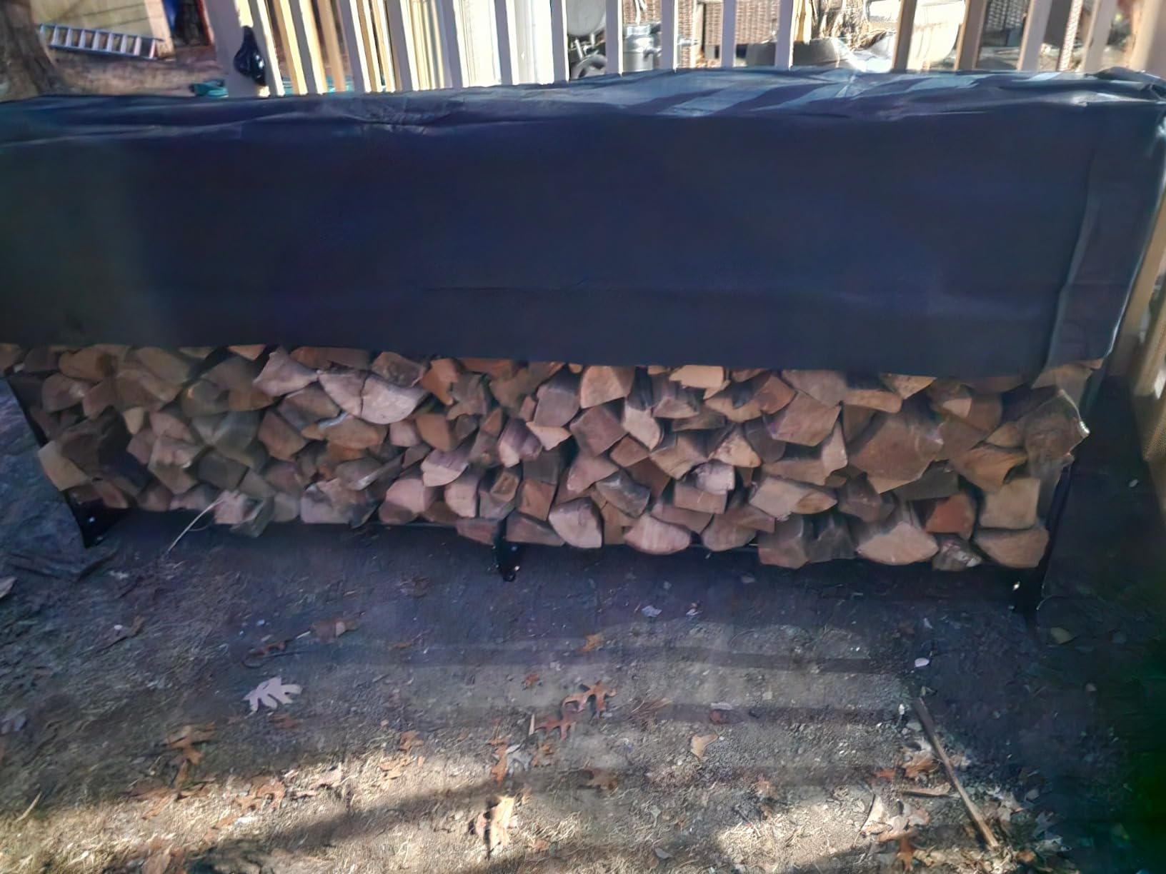 VEVOR 12.7FT Outdoor Firewood Rack with Cover, Firewood Holder for 3/4 Cord | Heavy Duty Wood Storage for Porches Gardens Patios Yards customer photo 2