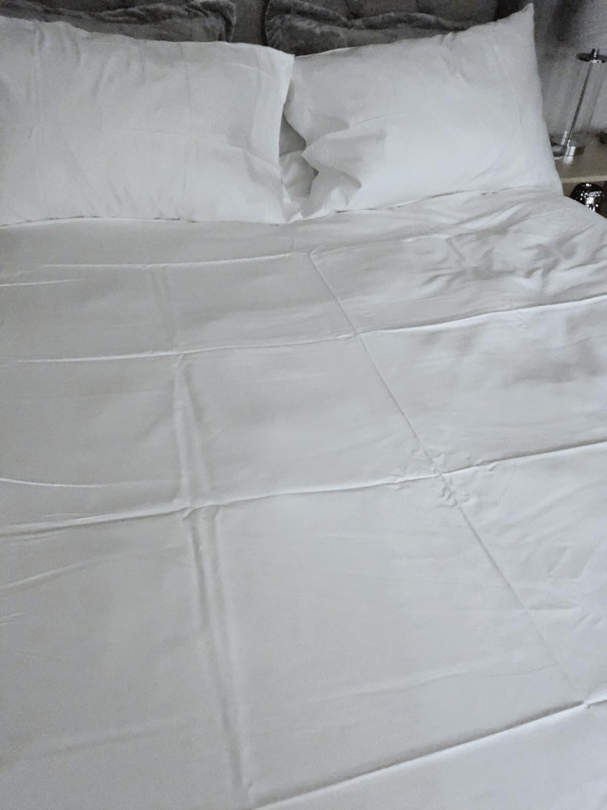 LANE LINEN Queen Sheet Set - 450TC Premium Long-Staple Cotton Sateen, White customer photo 1
