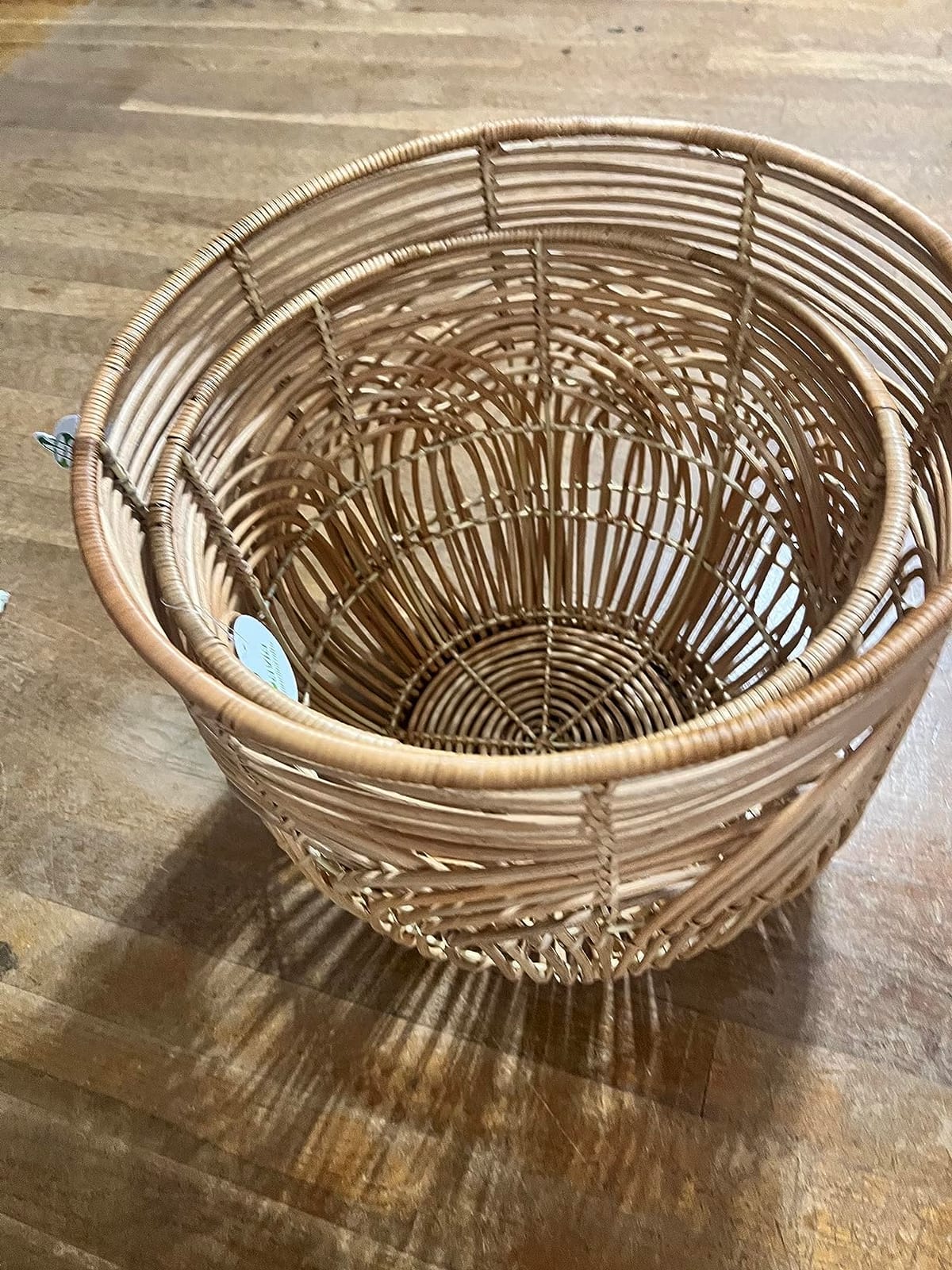 Set Of 2 Large Woven Blanket Baskets | Round Wicker Rattan Storage Floor Baskets for Shoe In Living Room | Extra Big Boho Rattan Laundry For Pillow, Blanket, Clothes customer photo 1