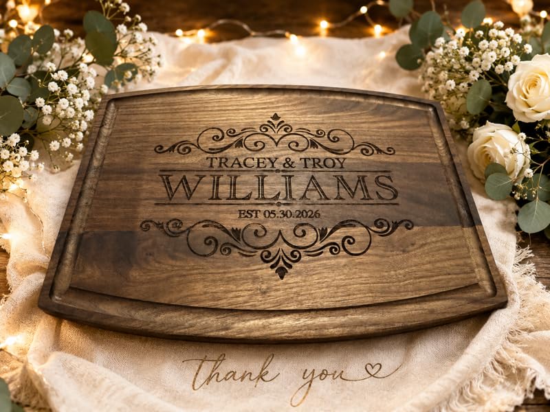 Personalized Cutting Board - Personalized Wedding Gifts for Couple - Custom Cutting Board Wood Engraved- Housewarming Gifts New Home - Best Present for Wedding, Bridal Shower, Engagement & Anniversary customer photo 1