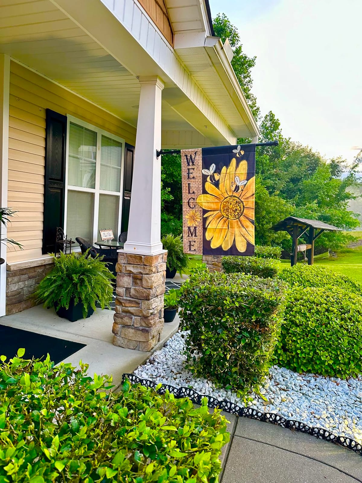 AVOIN colorlife Spring Summer Bee Welcome Sunflower House Flag 28x40 Inch | Double Sided, Weather & Fade Resistant, Yard Outdoor Decoration customer photo 2