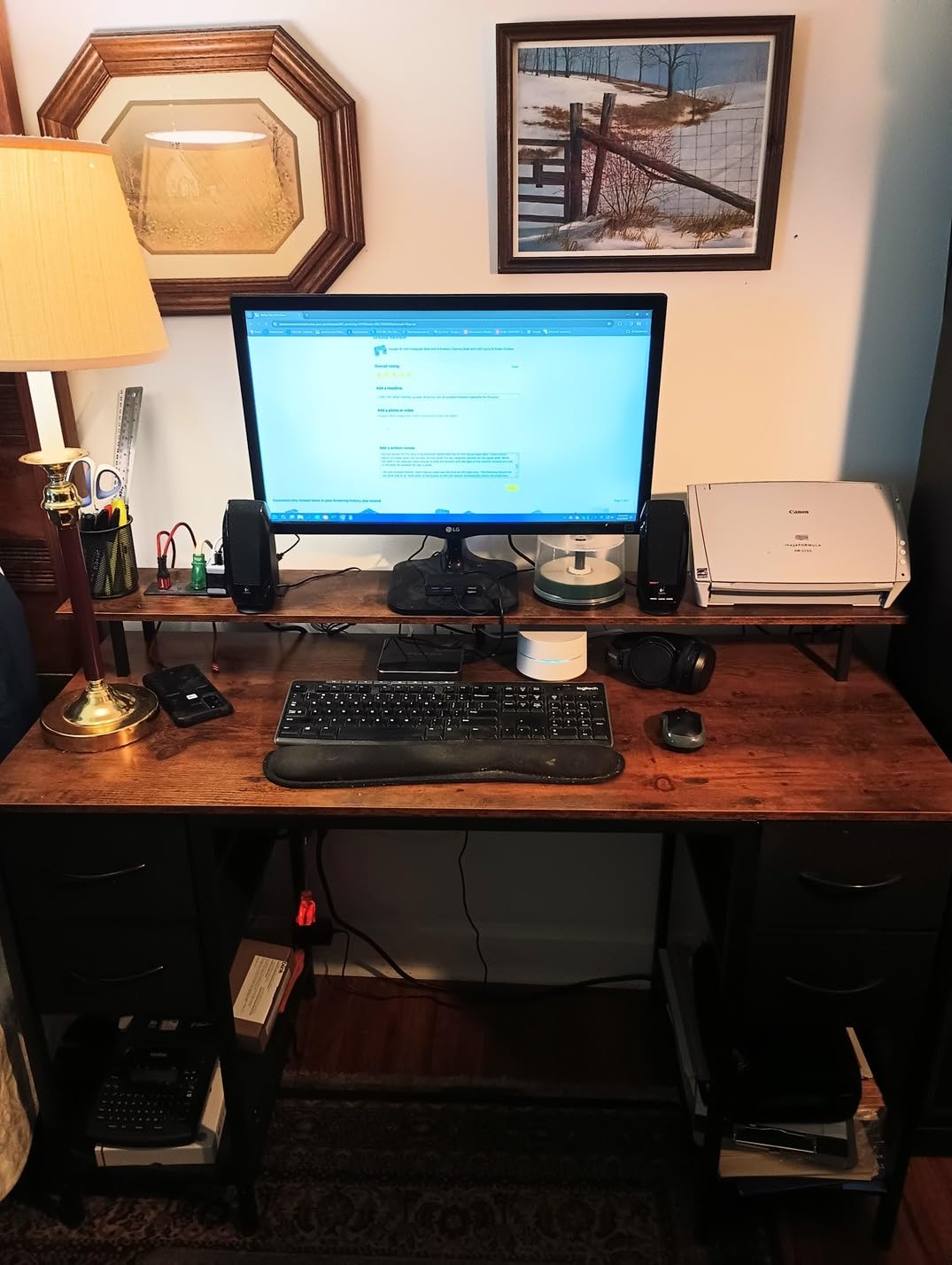 Huuger 47 inch Computer Desk with Power Outlets & 4 Drawers | Gaming Desk with LED Lights, Home Office Desk with Large Storage Space for Bedroom, Work from Home, Black customer photo 2