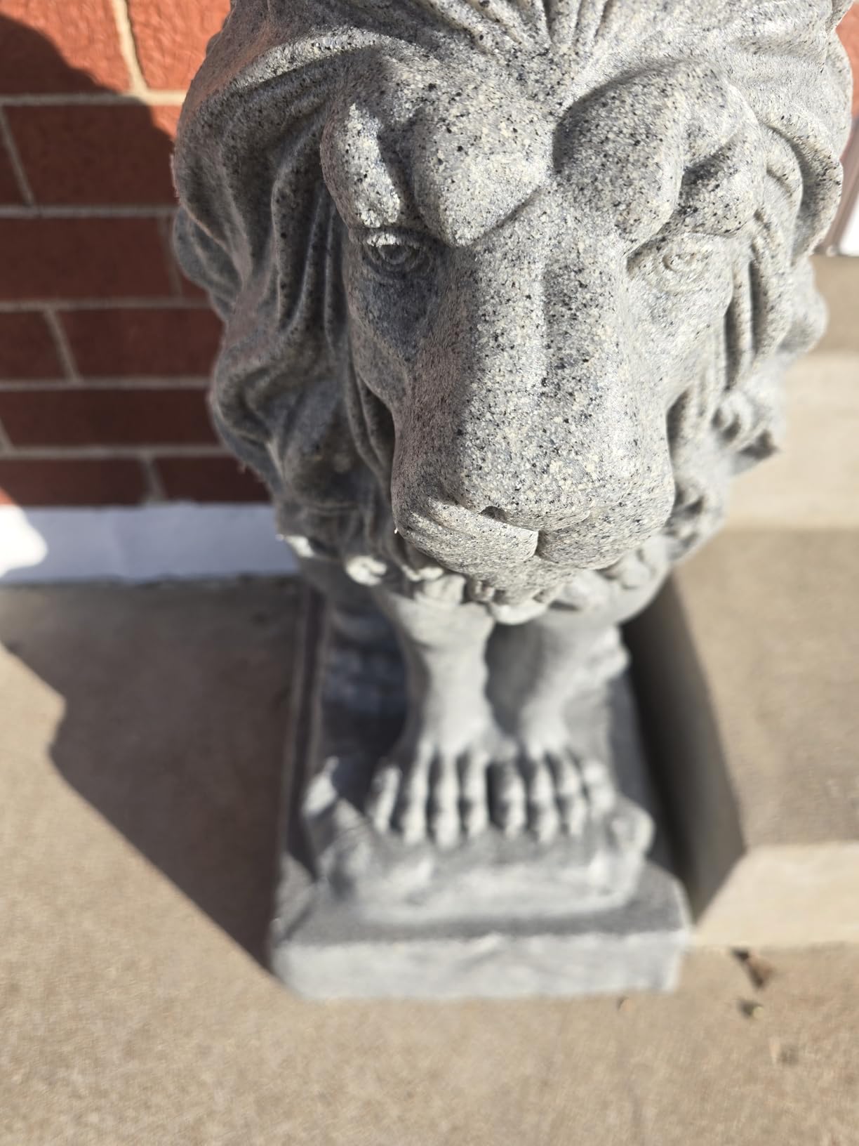 EMSCO Group Guardian Lion Statue Natural Granite Appearance Made of Resin Lightweight 28