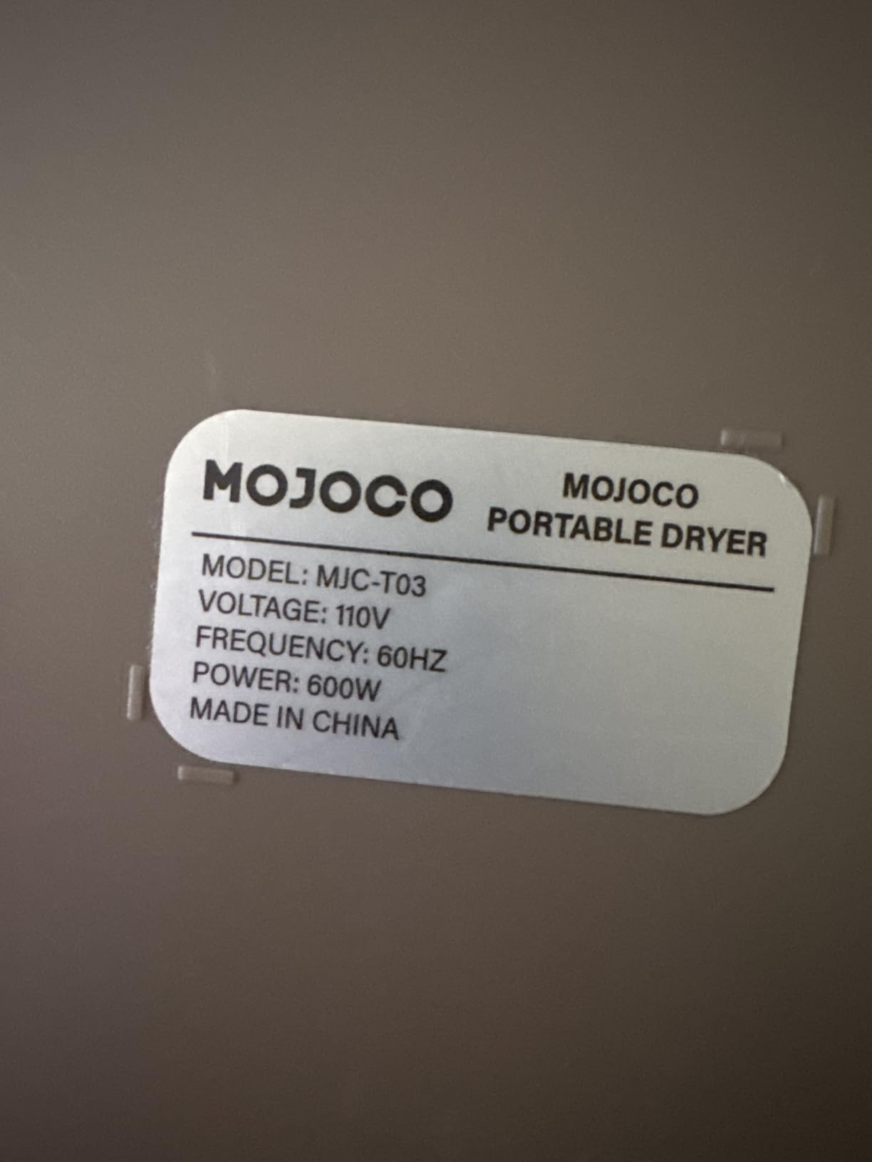 MOJOCO Portable Clothes Dryer - 600W Compact Dryer for Apartment, Travel customer photo 1