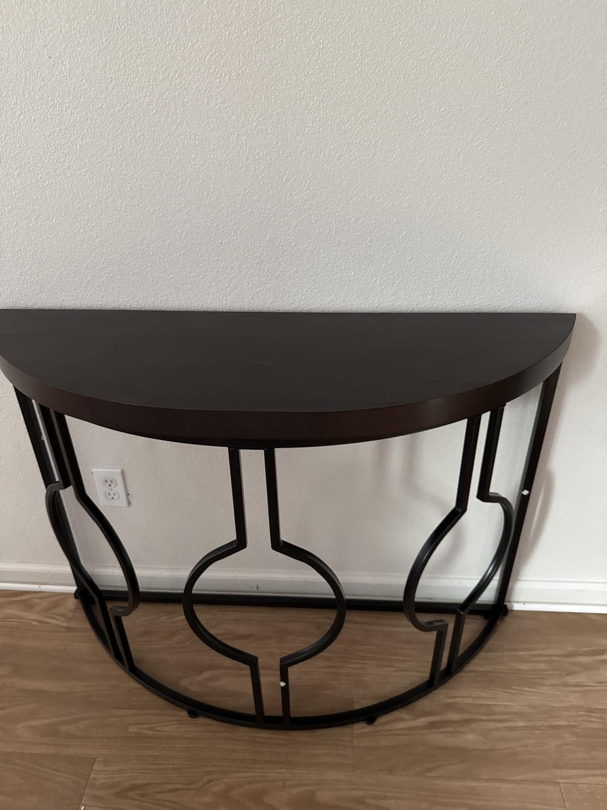 LITTLE TREE 43 Inch Half Moon Console Table for Entryway Industrial Semi Circle Sofa Table Wood Accent Table for Living Room, Hallway, Foyer, Entrance, Rustic Brown customer photo 1