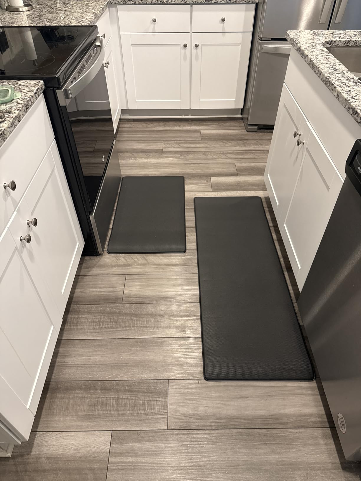 StepRite Kitchen Mats for Floor, 2-Piece Anti-Fatigue Kitchen Rugs, Black | 17.3