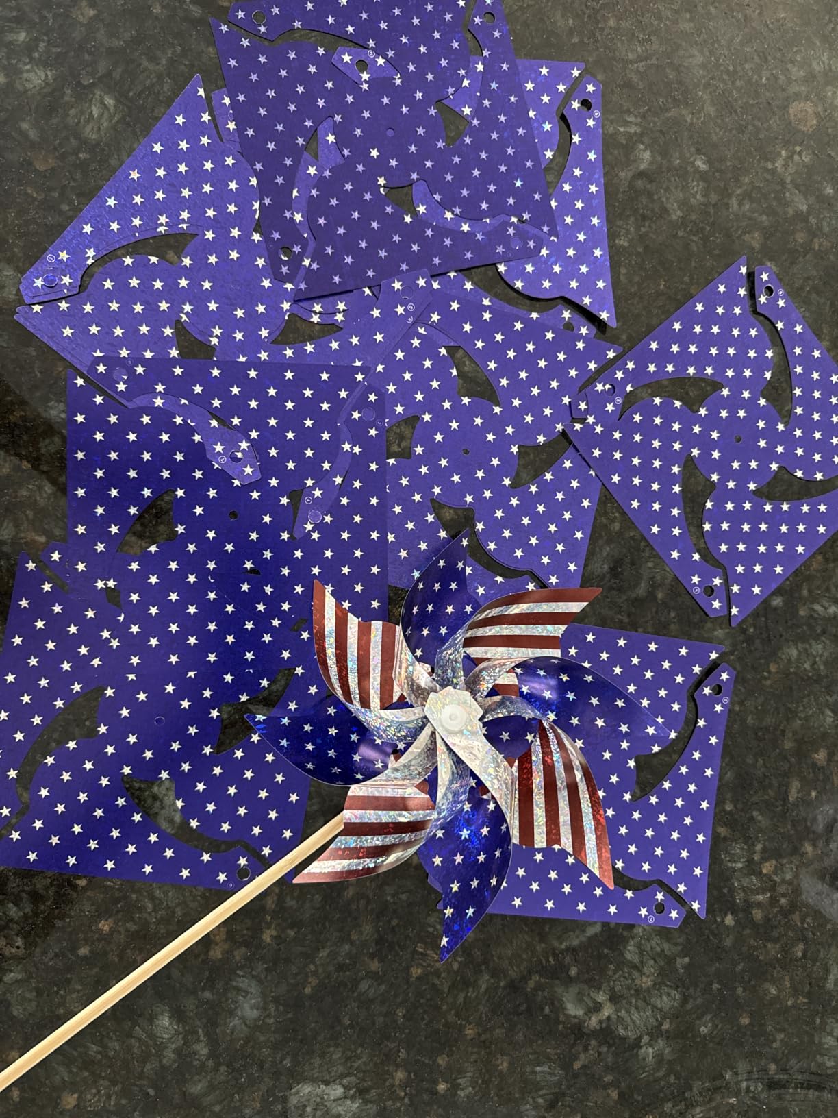 HOOSUN 4th of July Decorations,12Pcs American Flag Patriotic Pinwheels for Yard and Garden,Fourth of July Pinwheels Patriotic Memorial Day Decorations,Garden Wind Spinners,Pinwheel for Kids,Lawn,Patio customer photo 1
